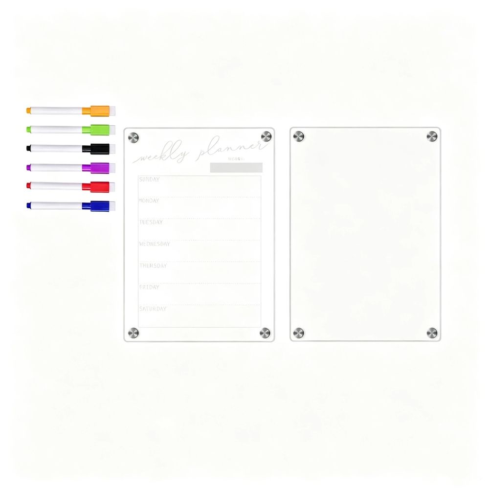 A set of 2 Acrylic transparent board of different colors Dry Board for Fridges
