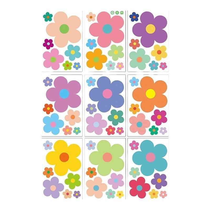 Colorful Flowers (9 per set) Flowers Wall Sticker Colorful Floral Wall Decal — image 1