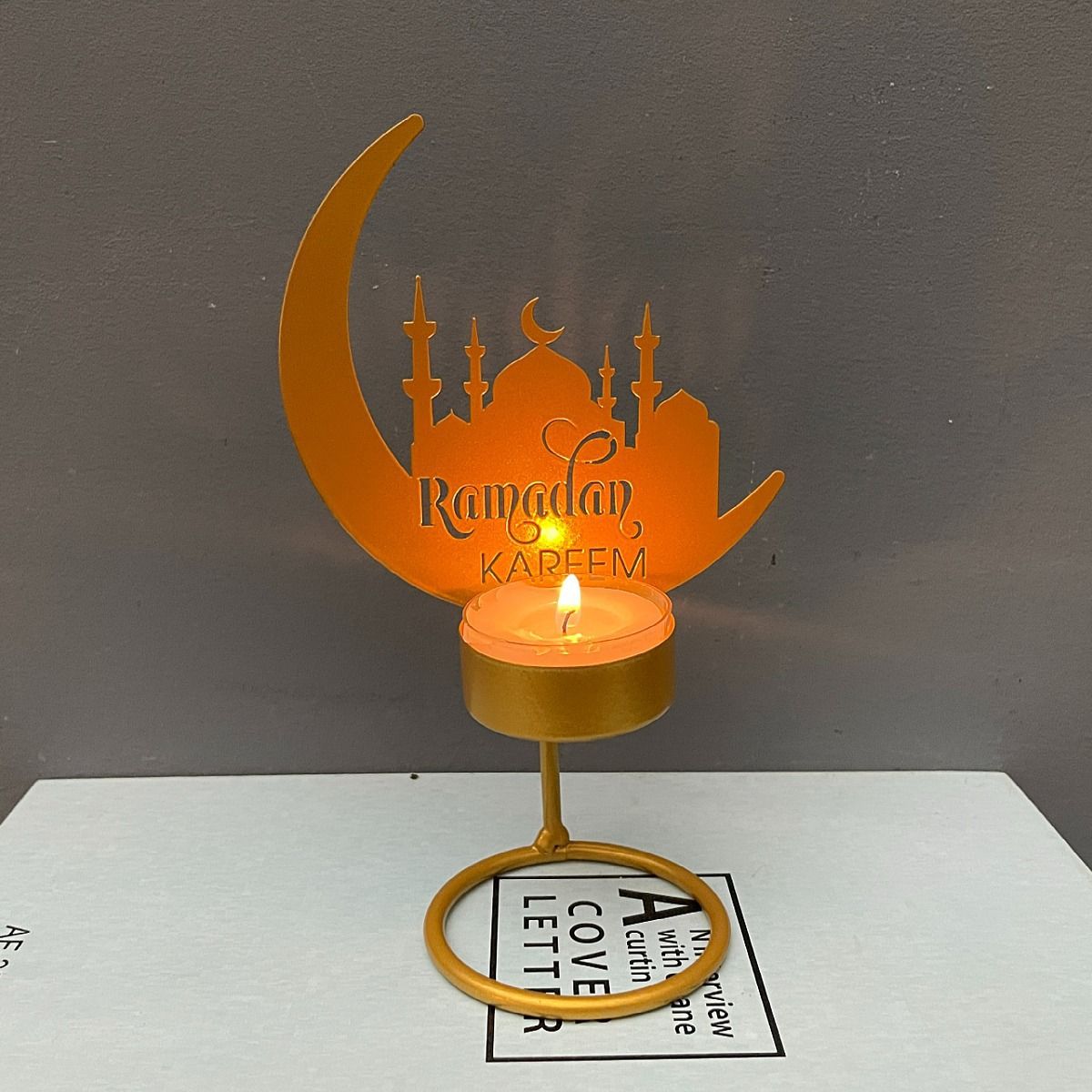 Candlestick Holder Eid Mubarak Decoration Ramadan Metal Candlestick Ornaments view 3