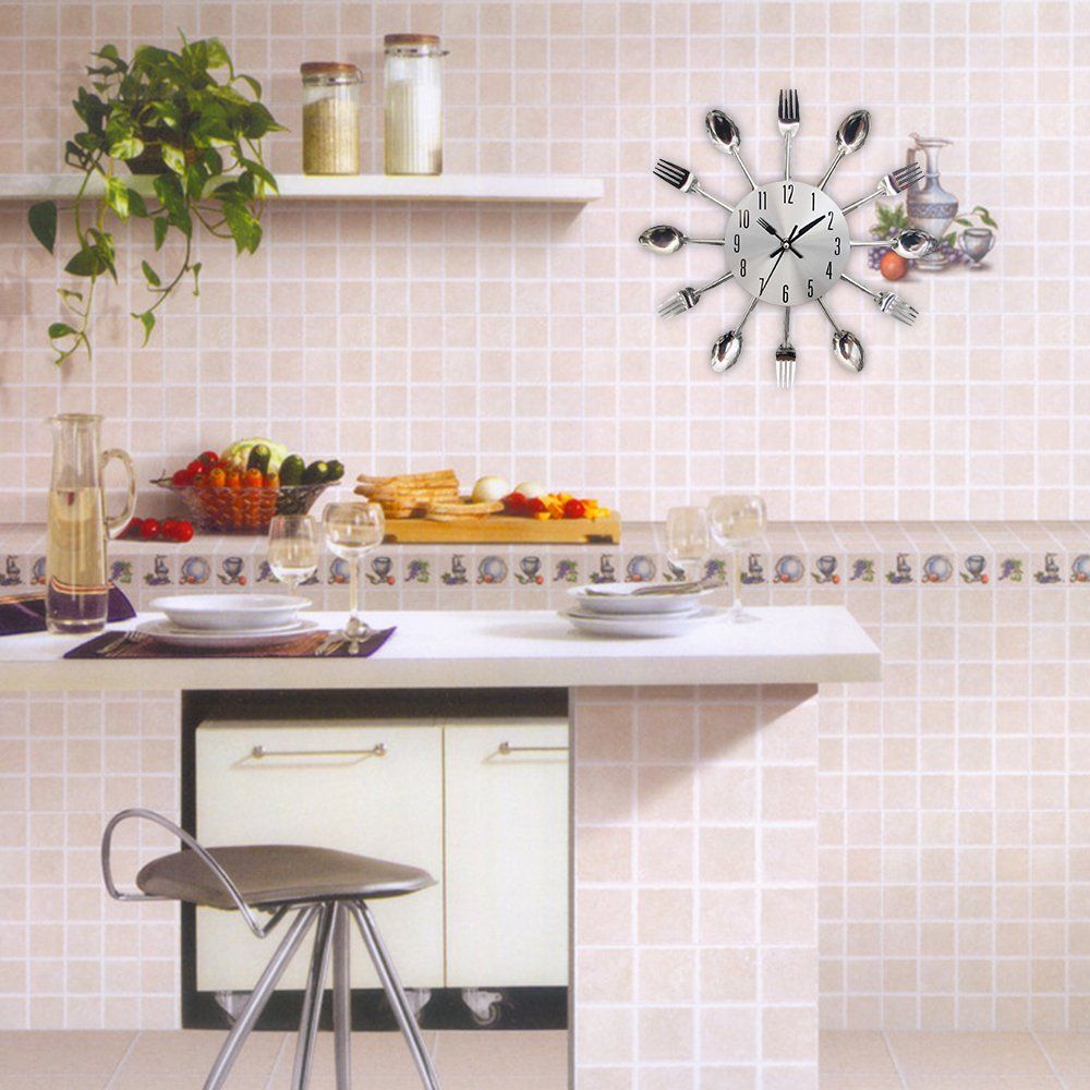 Cutlery Kitchen Wall Clocks with Fork and Spoon Dial view 5
