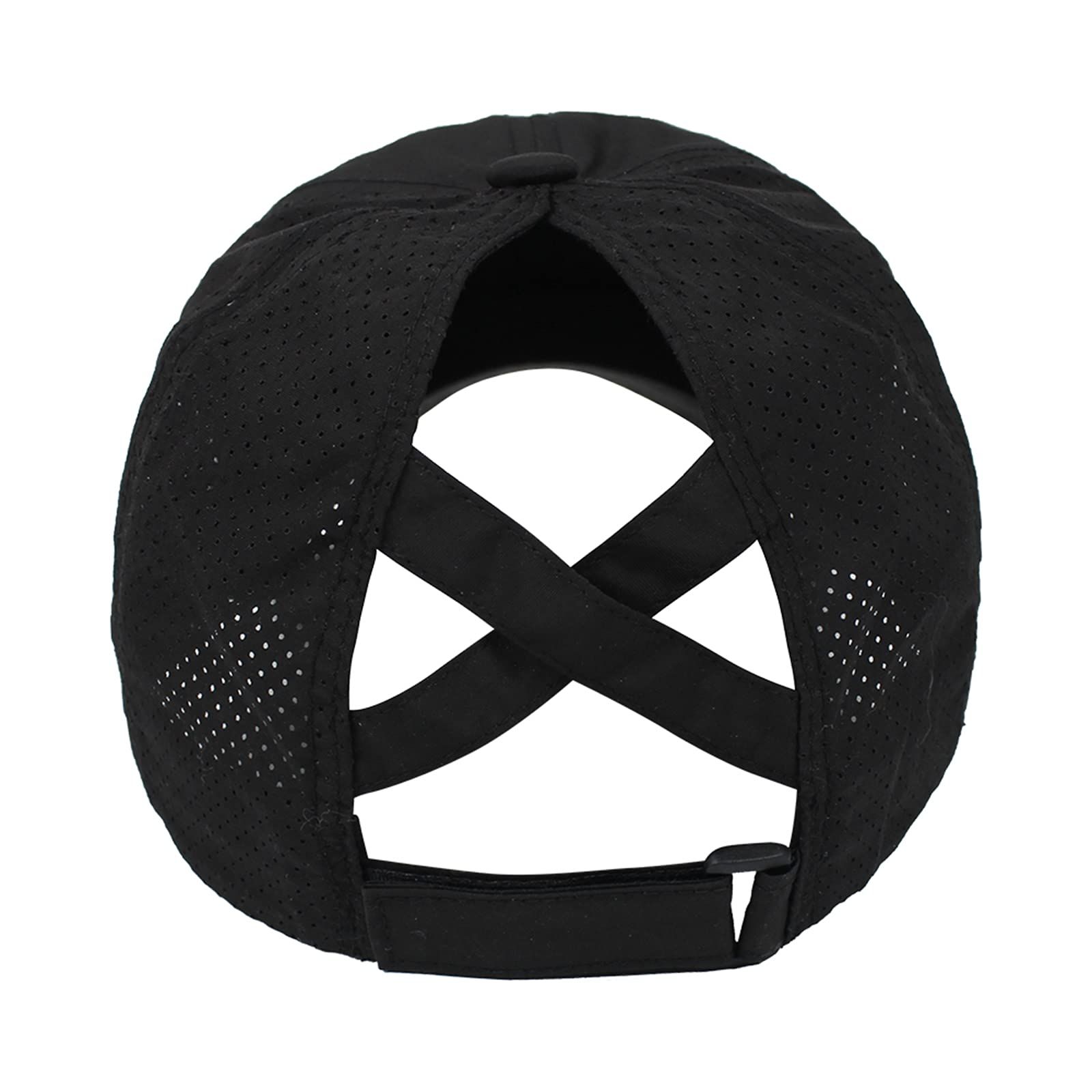 Womens Criss Cross Ponytail Baseball Cap Adjustable High Messy Bun Quick view 4