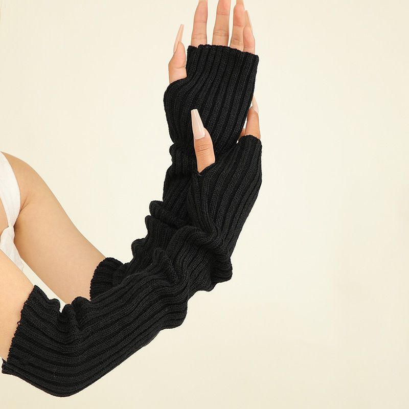Long Fingerless Gloves Soft Winter Warm Gloves Winter Knit Arm Warmers view 2