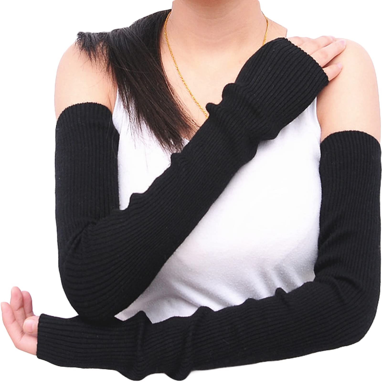 Long Fingerless Gloves Soft Winter Warm Gloves Winter Knit Arm Warmers view 4