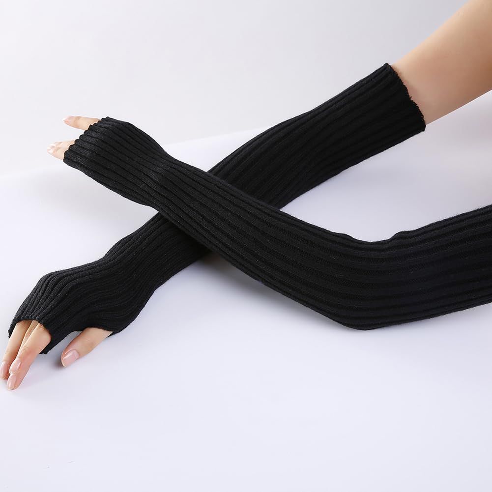 Long Fingerless Gloves Soft Winter Warm Gloves Winter Knit Arm Warmers view 5