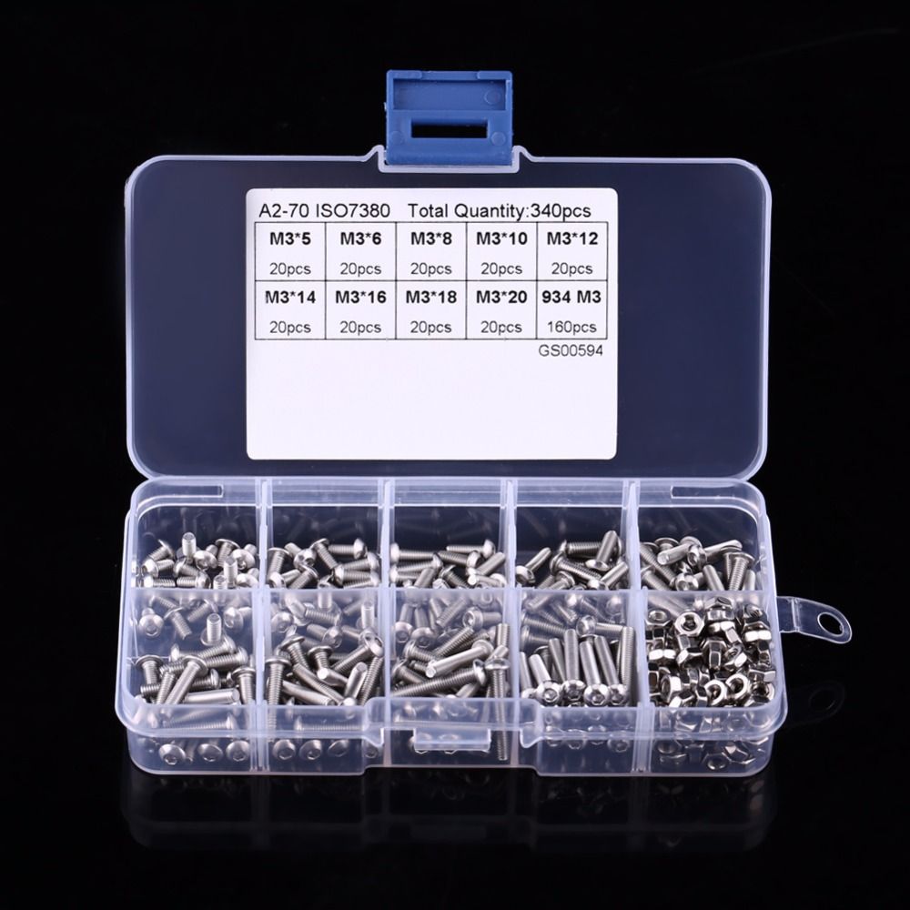 Screw and nut combination kit 340pcs 304 stainless steel pan head hexagonal view 4
