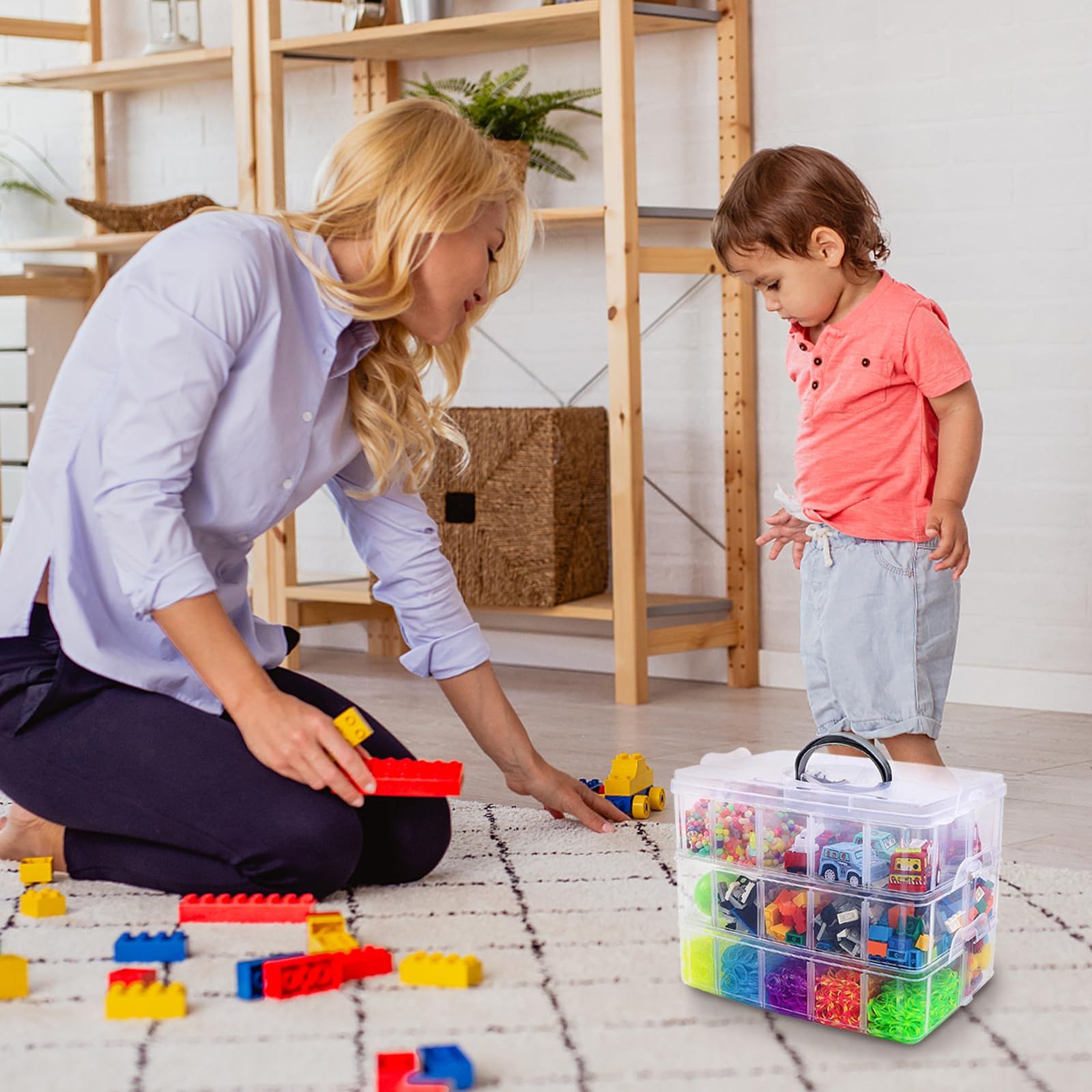 3-Tier Stackable Storage Container Box with 18 Compartments view 5