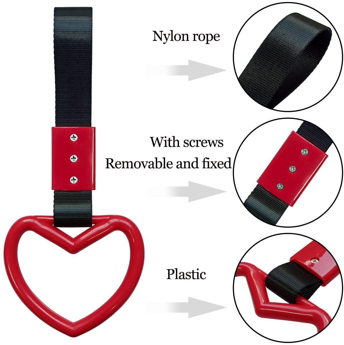 2pcs Rings Heart Shaped Car Handle Straps Drift Charm Rear Bumper Warning view 2
