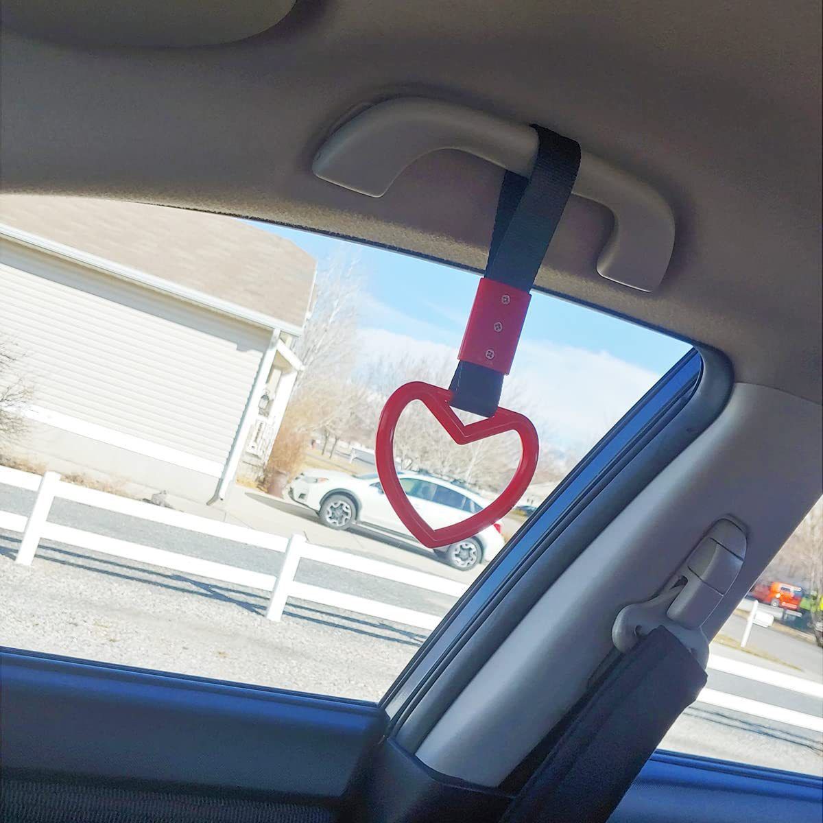 2pcs Rings Heart Shaped Car Handle Straps Drift Charm Rear Bumper Warning view 3