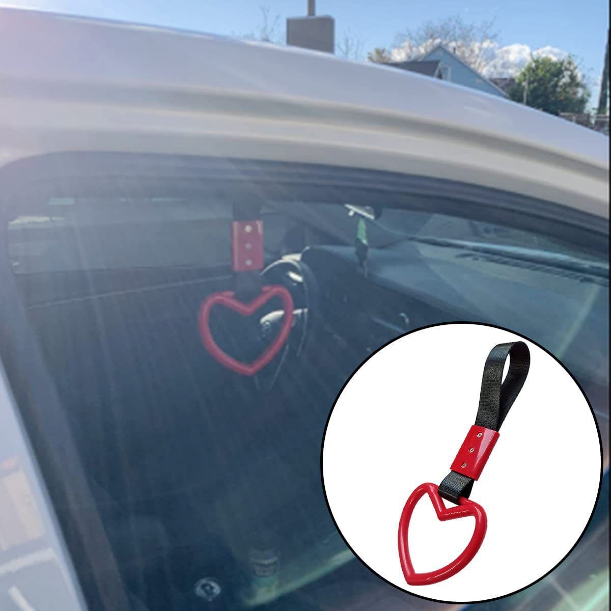 2pcs Rings Heart Shaped Car Handle Straps Drift Charm Rear Bumper Warning view 4