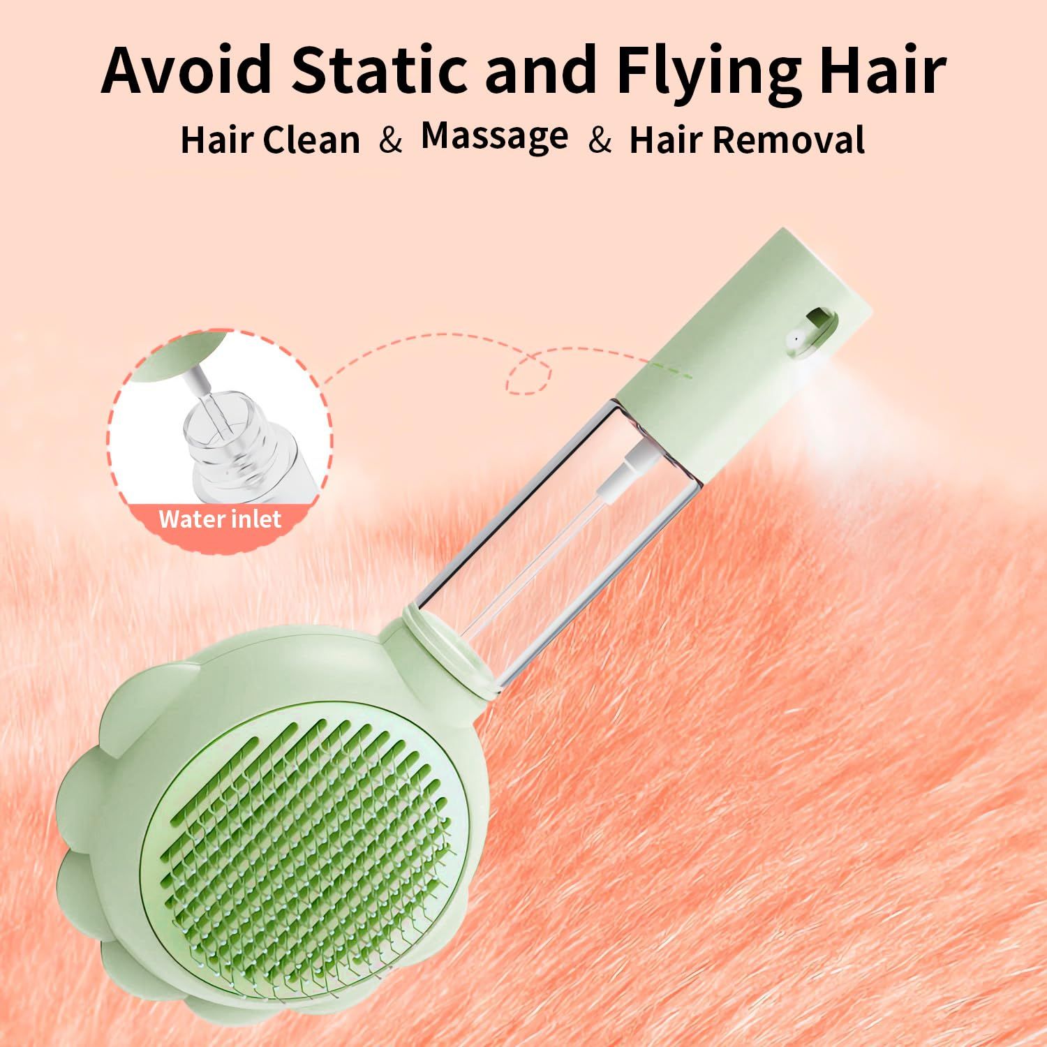 Spray cat brush with release button for indoor cats view 3