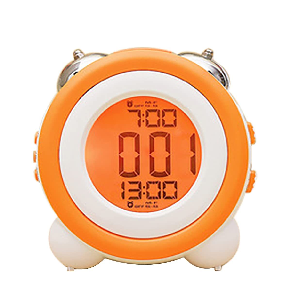 Big Orange Loud Metal Twin Bell Light Alarm Clock — image 1