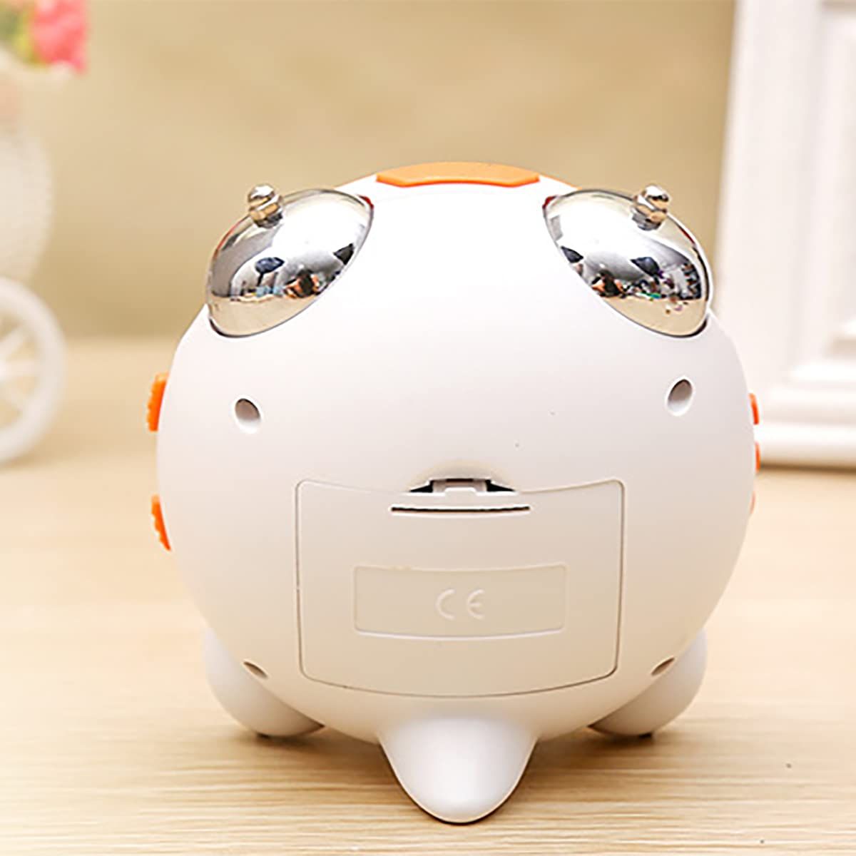 Big Orange Loud Metal Twin Bell Light Alarm Clock view 4
