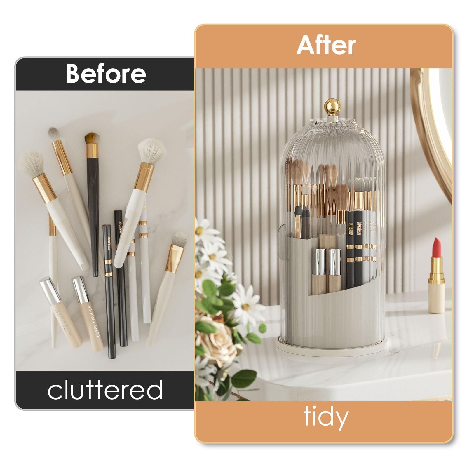 Makeup Brush Holder Organizer with Lid view 3