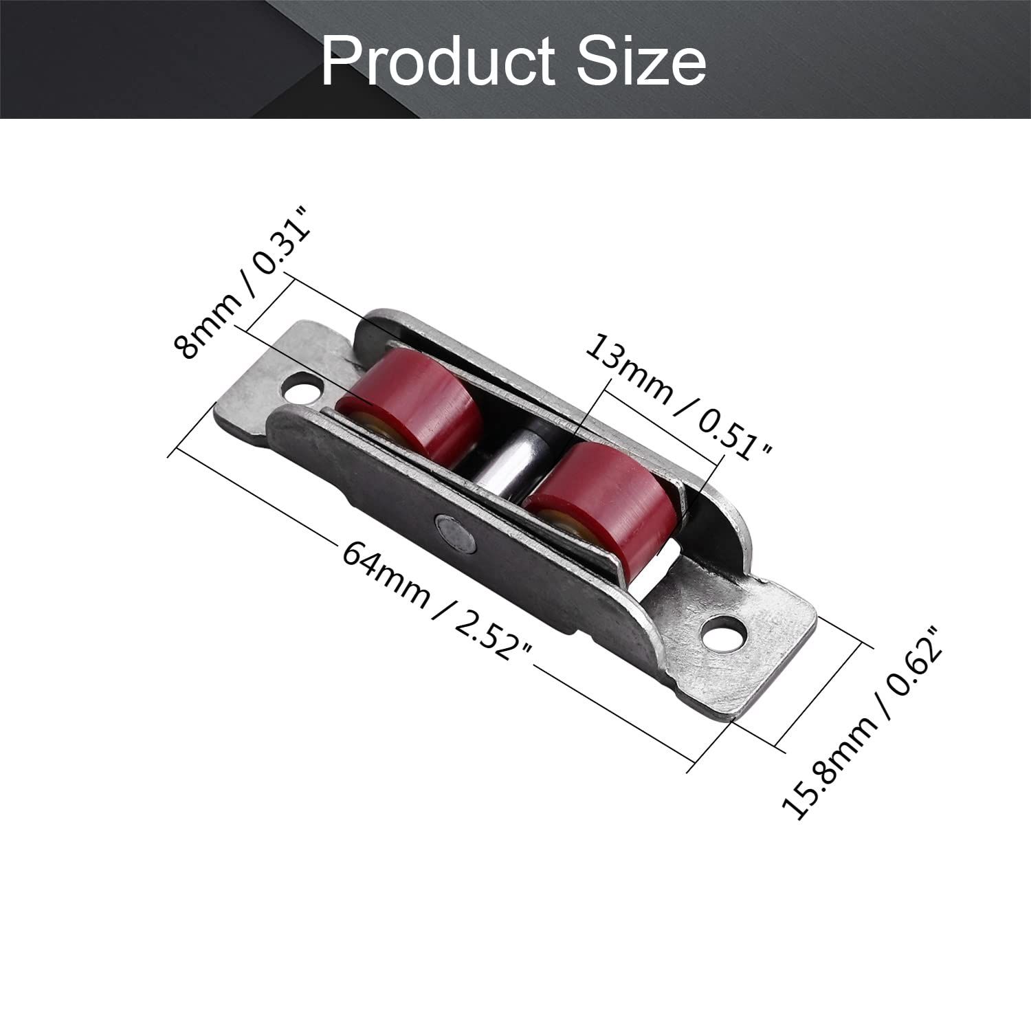 15.8mm Width Nylon Double Wheel Pulley view 2
