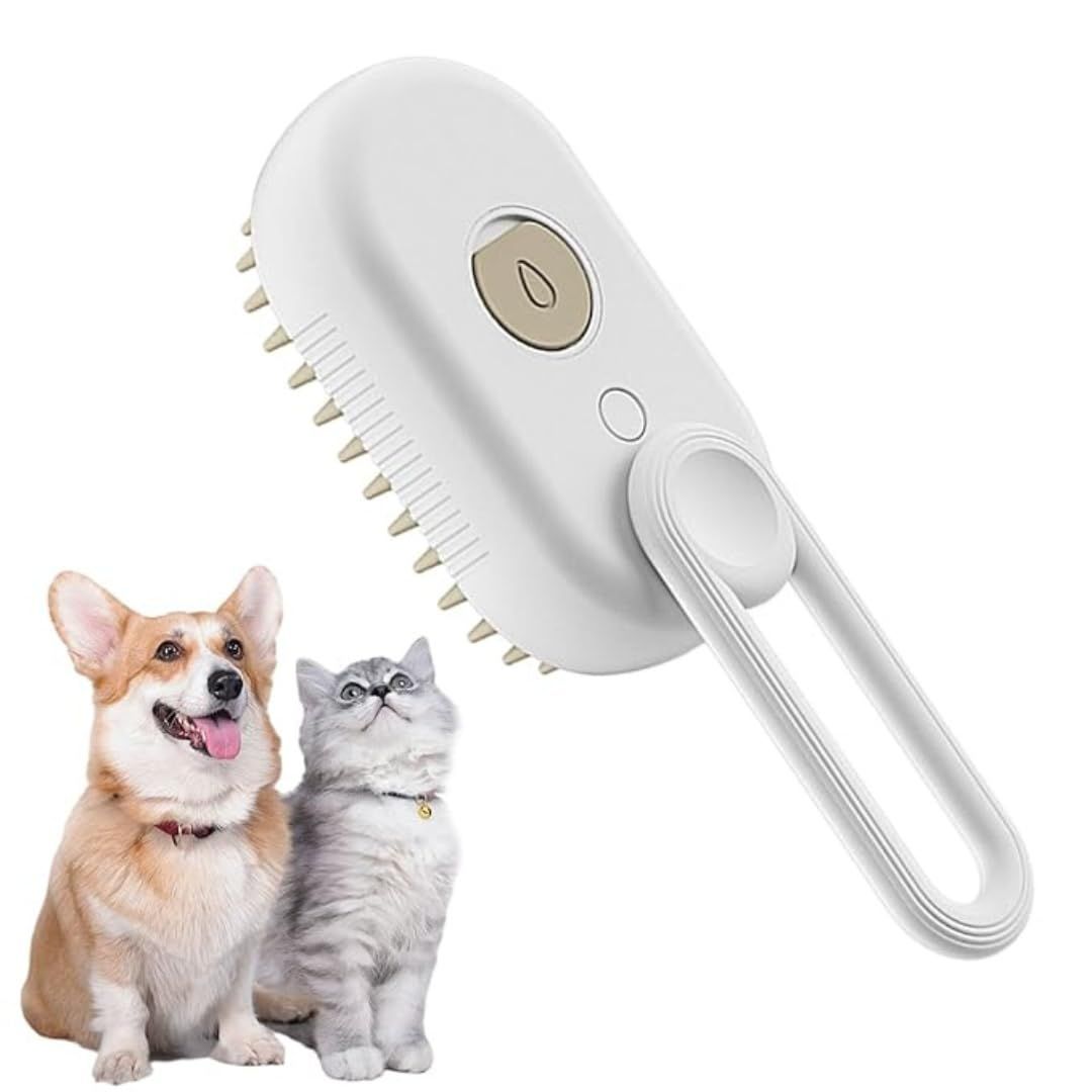 Cat Steam Brush,Rechargeable with Handle,Self-Cleaning Grooming Tool,for Cats