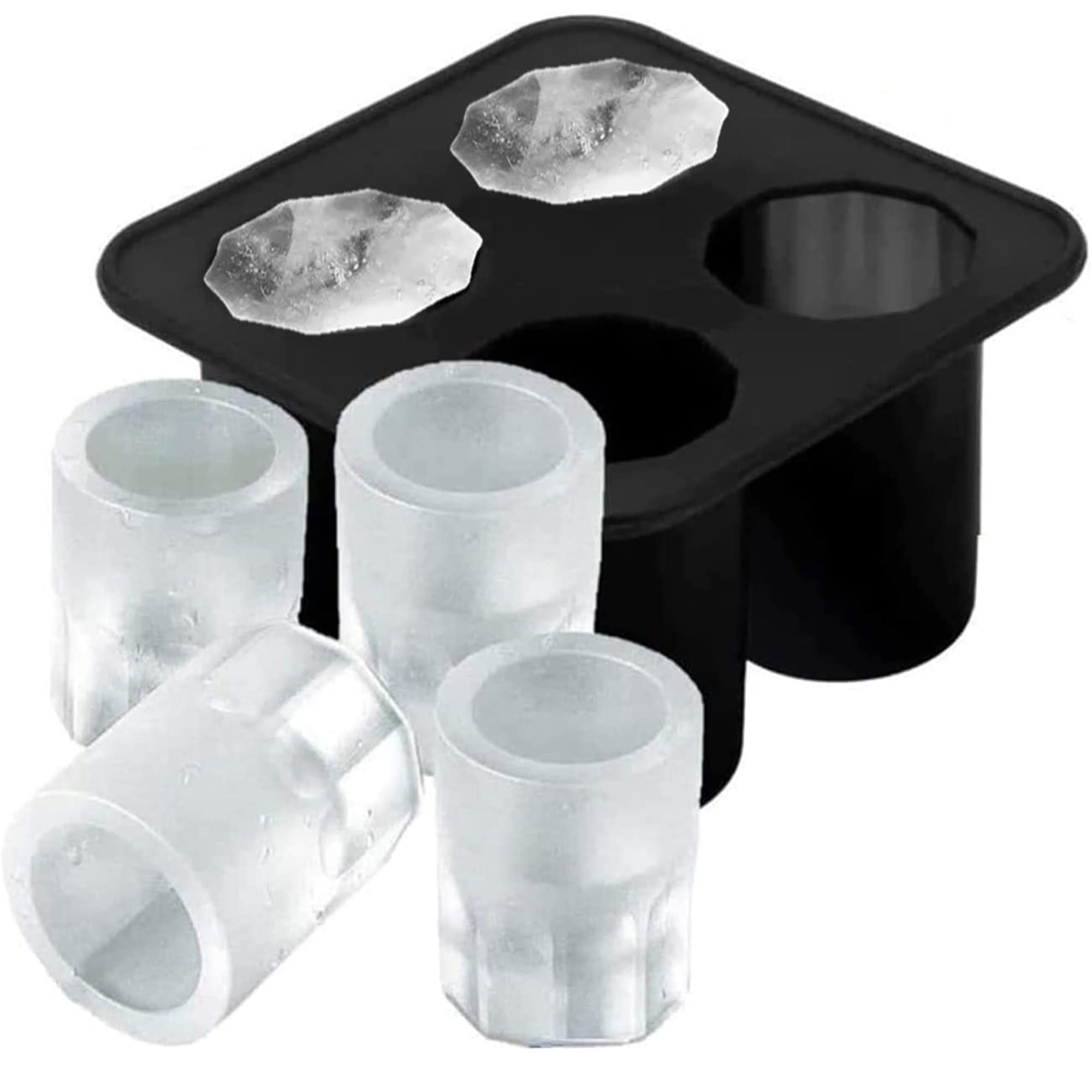Silicone Shot Glass Ice Molds/Trays for Freezer with 4 Cavities
