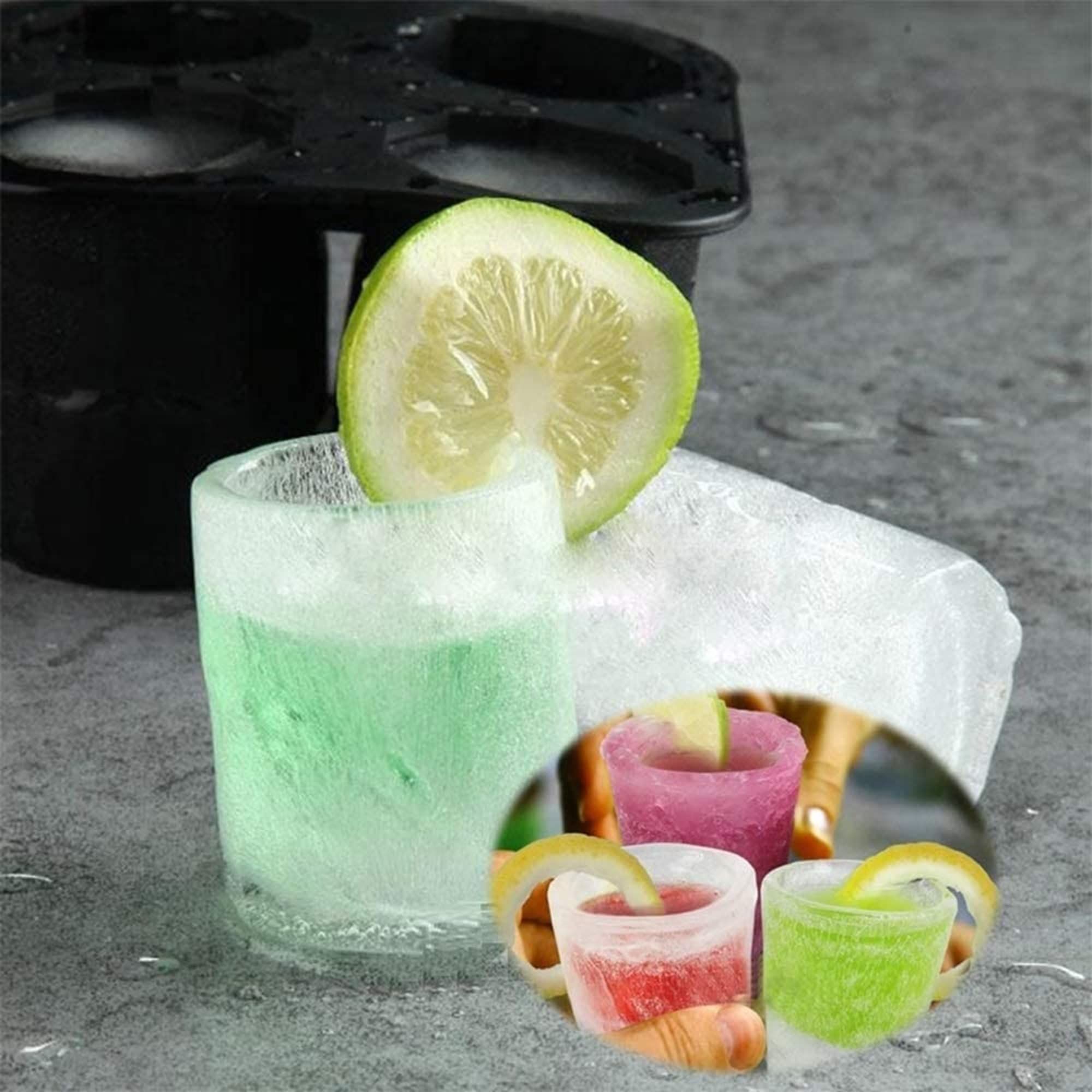 Silicone Shot Glass Ice Molds/Trays for Freezer with 4 Cavities view 2