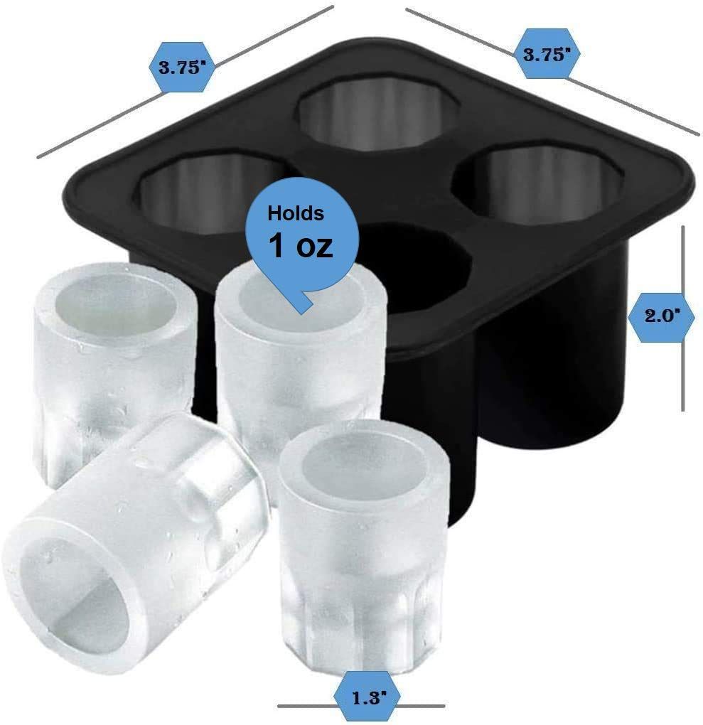 Silicone Shot Glass Ice Molds/Trays for Freezer with 4 Cavities view 5