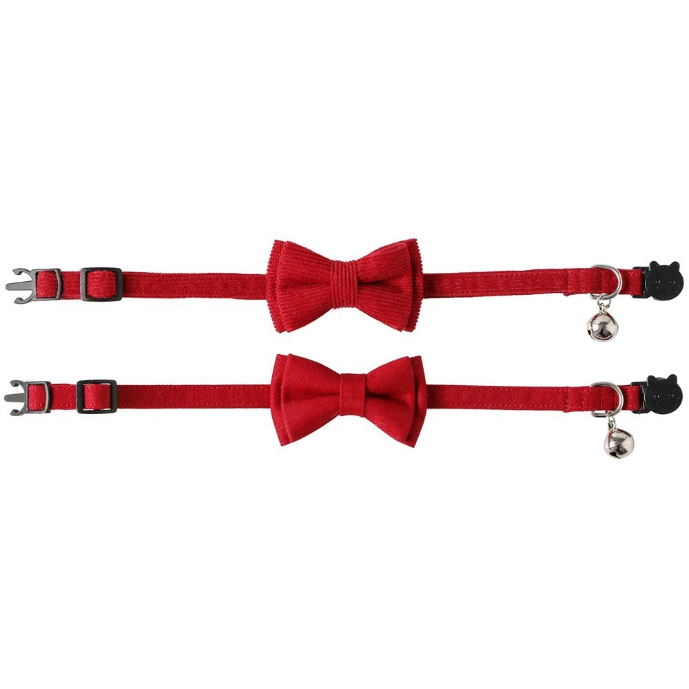 2 Pack Breakaway Cat Collars with Bell and Bowtie Comfortable Velvet Cat view 2