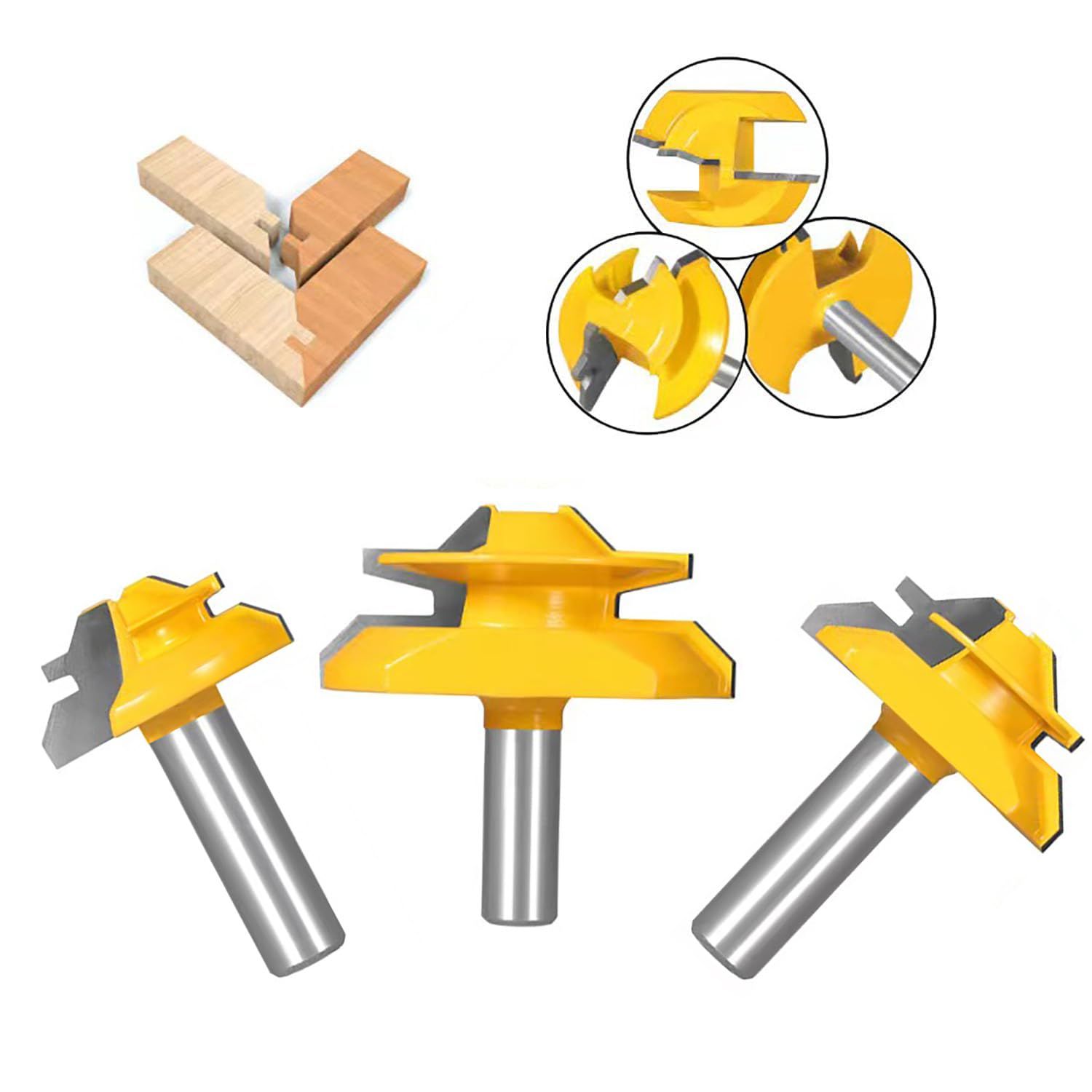 45 Degree Lock Miter Router Bit 3-Piece Set — image 1