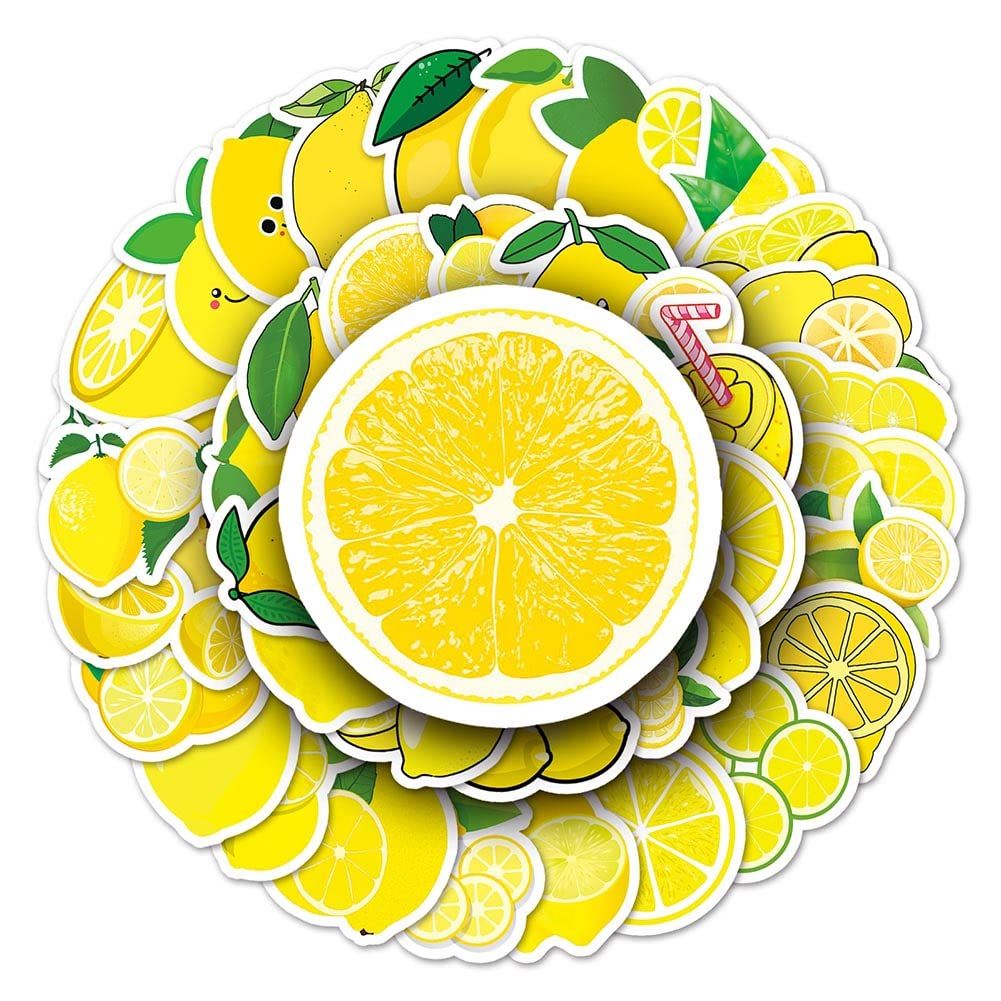 Lemon Stickers |50Pcs Lemon Waterproof Vinyl Decals for Water Bottles Laptop view 2