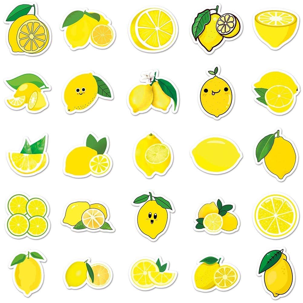 Lemon Stickers |50Pcs Lemon Waterproof Vinyl Decals for Water Bottles Laptop view 3