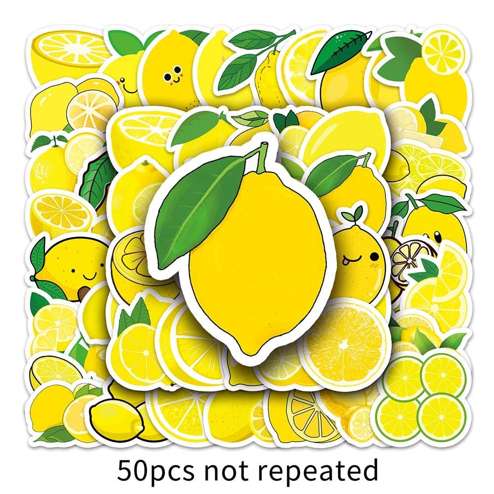 Lemon Stickers |50Pcs Lemon Waterproof Vinyl Decals for Water Bottles Laptop view 5