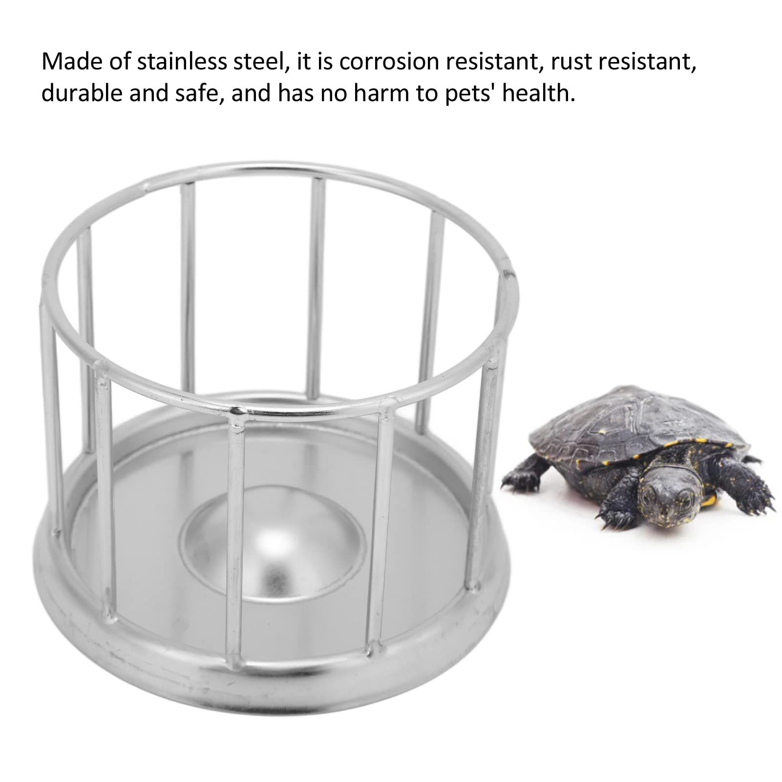 Reptile Stainless Steel Food Dish Tortoise Feeding Basin Round Railing Shape view 2