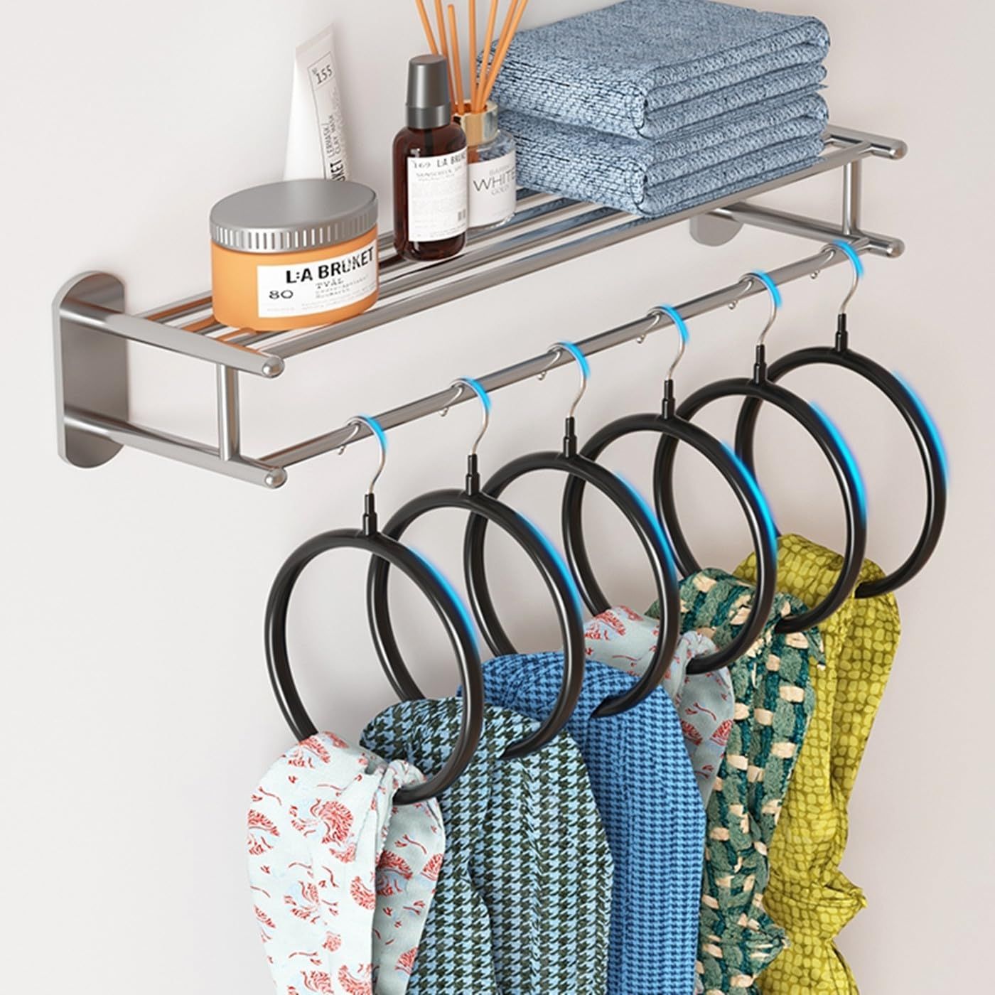 Belt/Scarf Hangers for Closet - 8 PCS Nonslip Space Saving Steel Tie Rings view 4