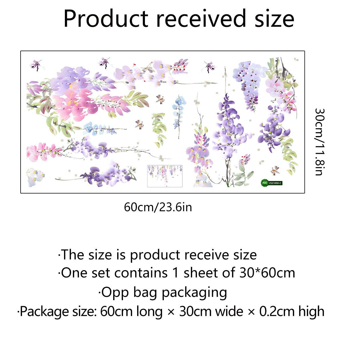 Flower Wall Decals Purple Hanging Vines Floral Wall Stickers for Girls Bedroom view 4