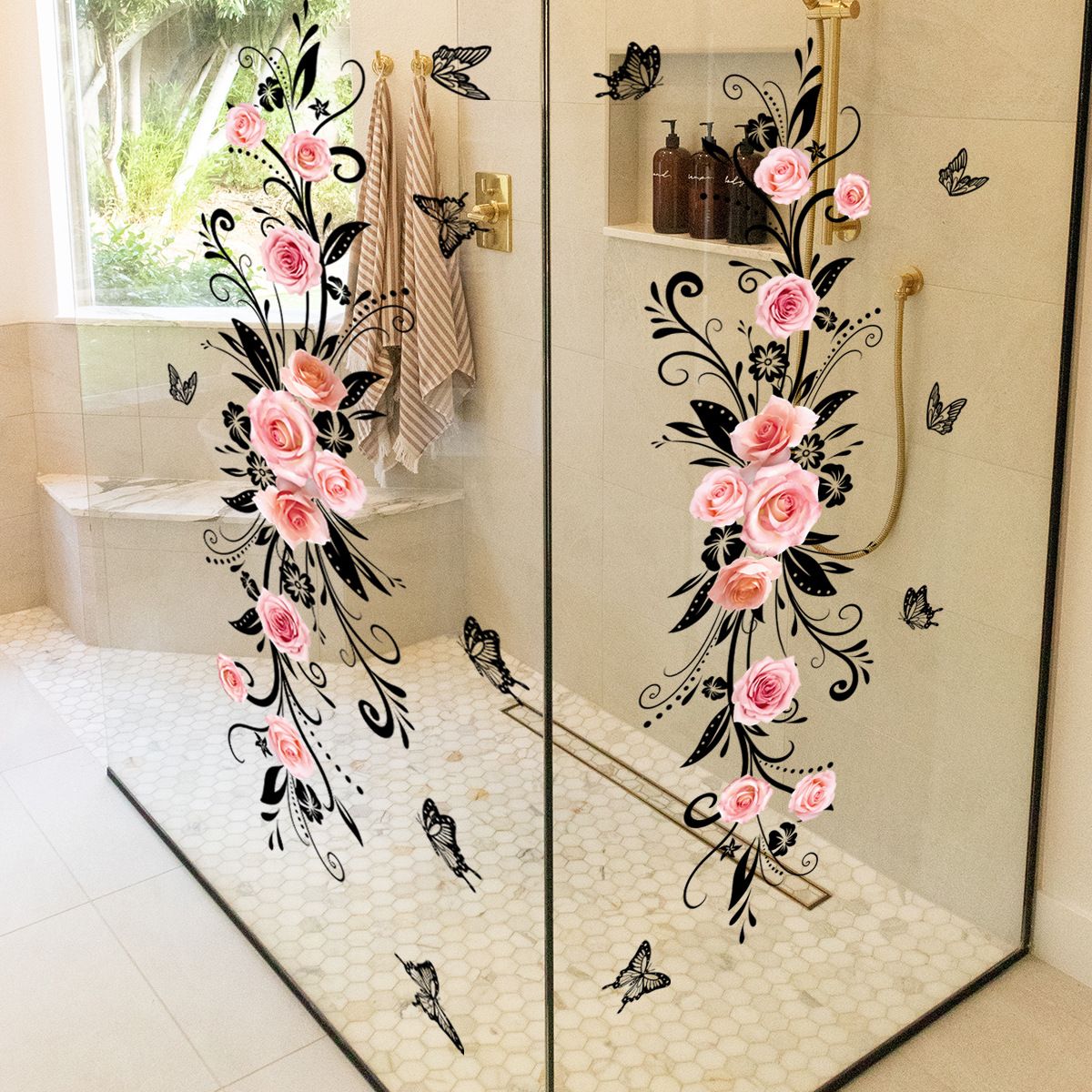 Flower Wall Stickers, Flower Wall Decals, Waterproof Peel and Stick Wall Art view 2