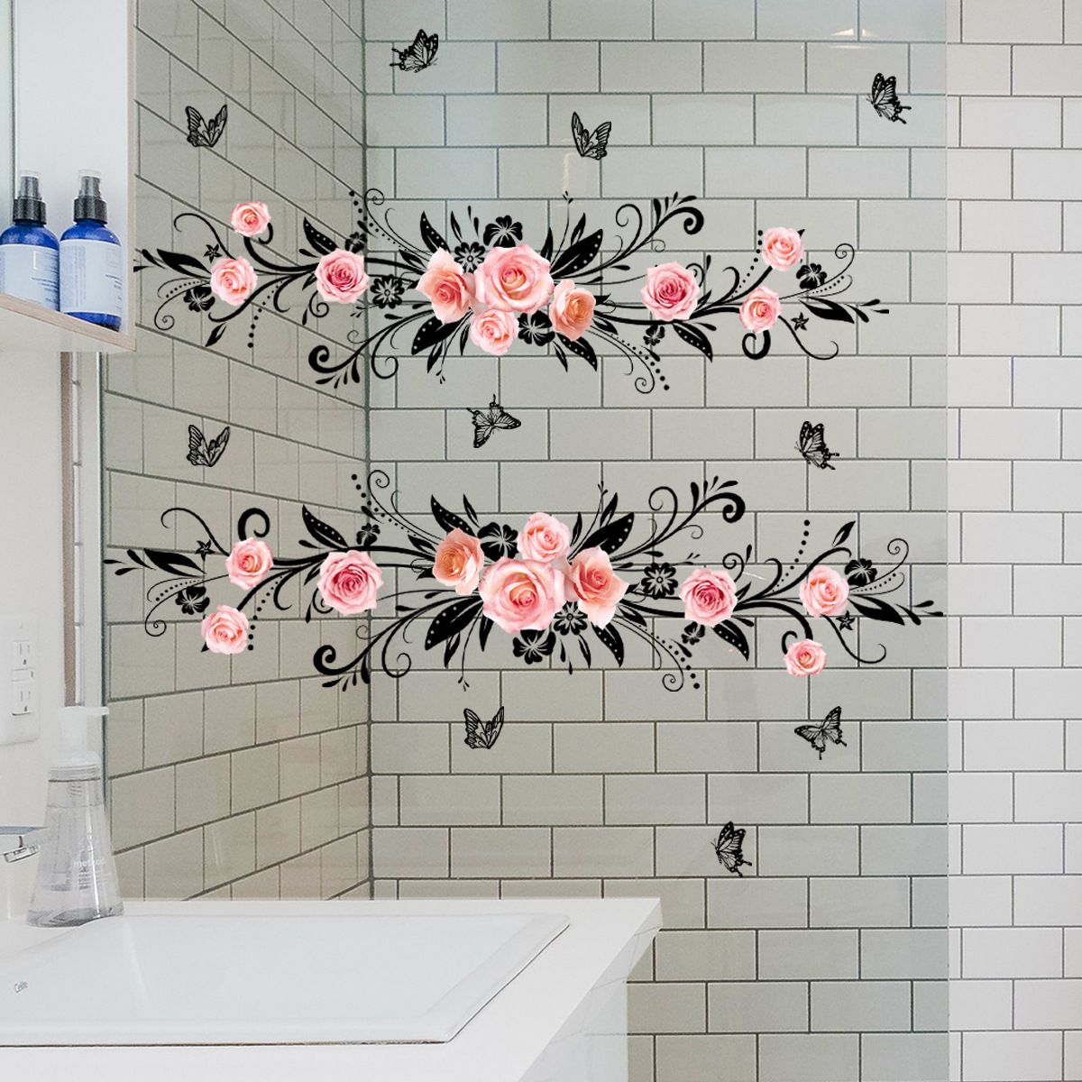 Flower Wall Stickers, Flower Wall Decals, Waterproof Peel and Stick Wall Art view 5