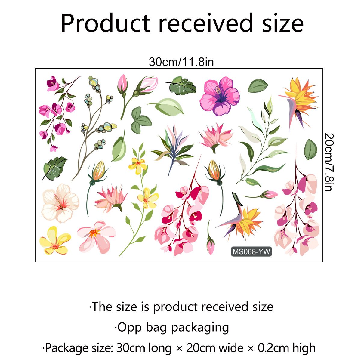 Floral Mirror Decals Flower Wall Stickers Peel and Stick Room Graphics view 4