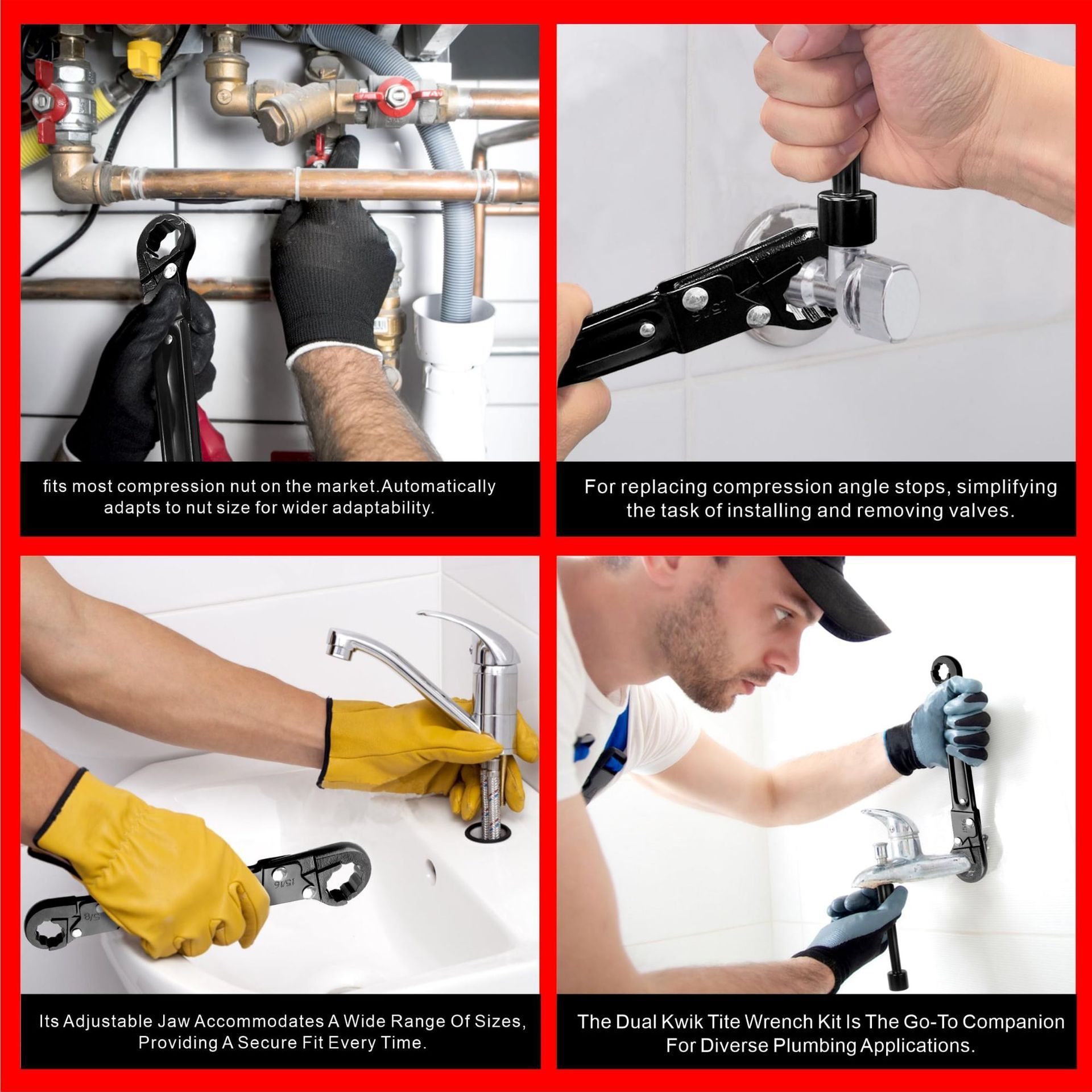 Plumbing Tools, Dual Wrench Kit,Angle Stop Wrench, Plumbing Wrench. view 5