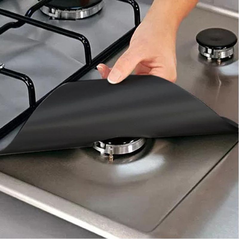 Stove Burner Covers - Gas Stove Protectors Black Double Thickness view 2