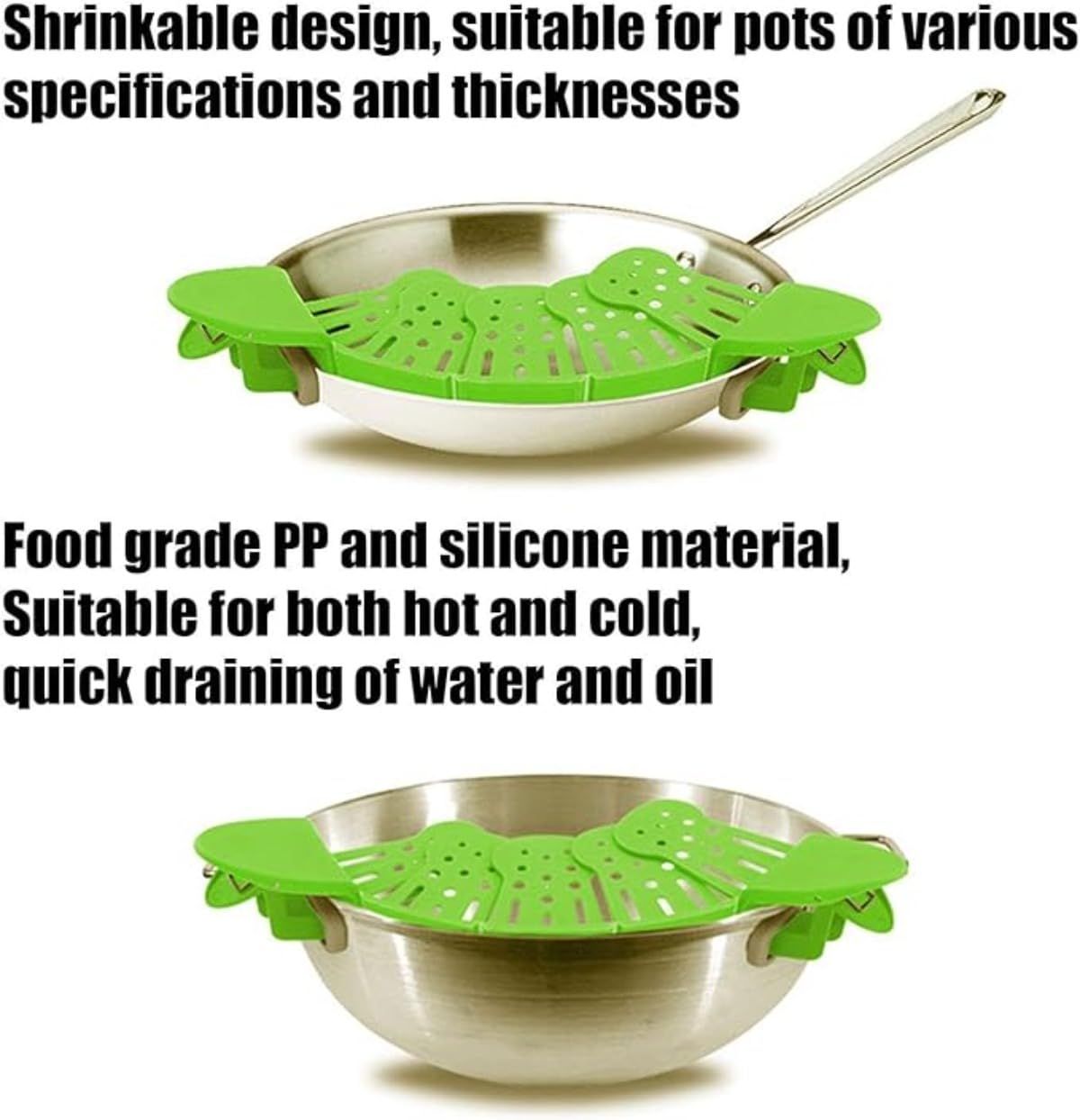Pot Strainer Folding Snap On Silicone Strainer for Pots and Pans Heat view 3