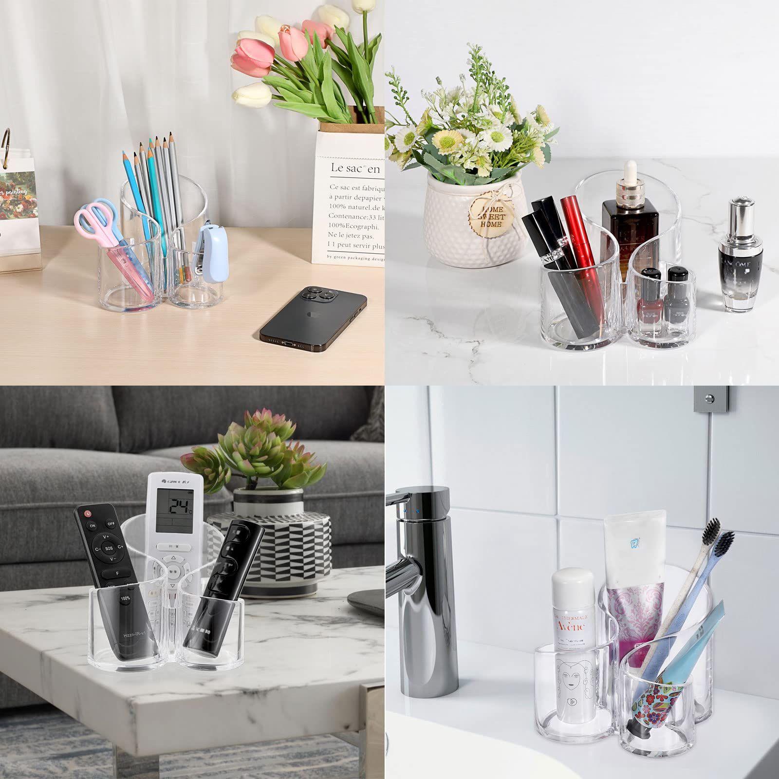 Acrylic Makeup Brush Holder Clear Cosmetics Brush Organizer Remote Control view 2