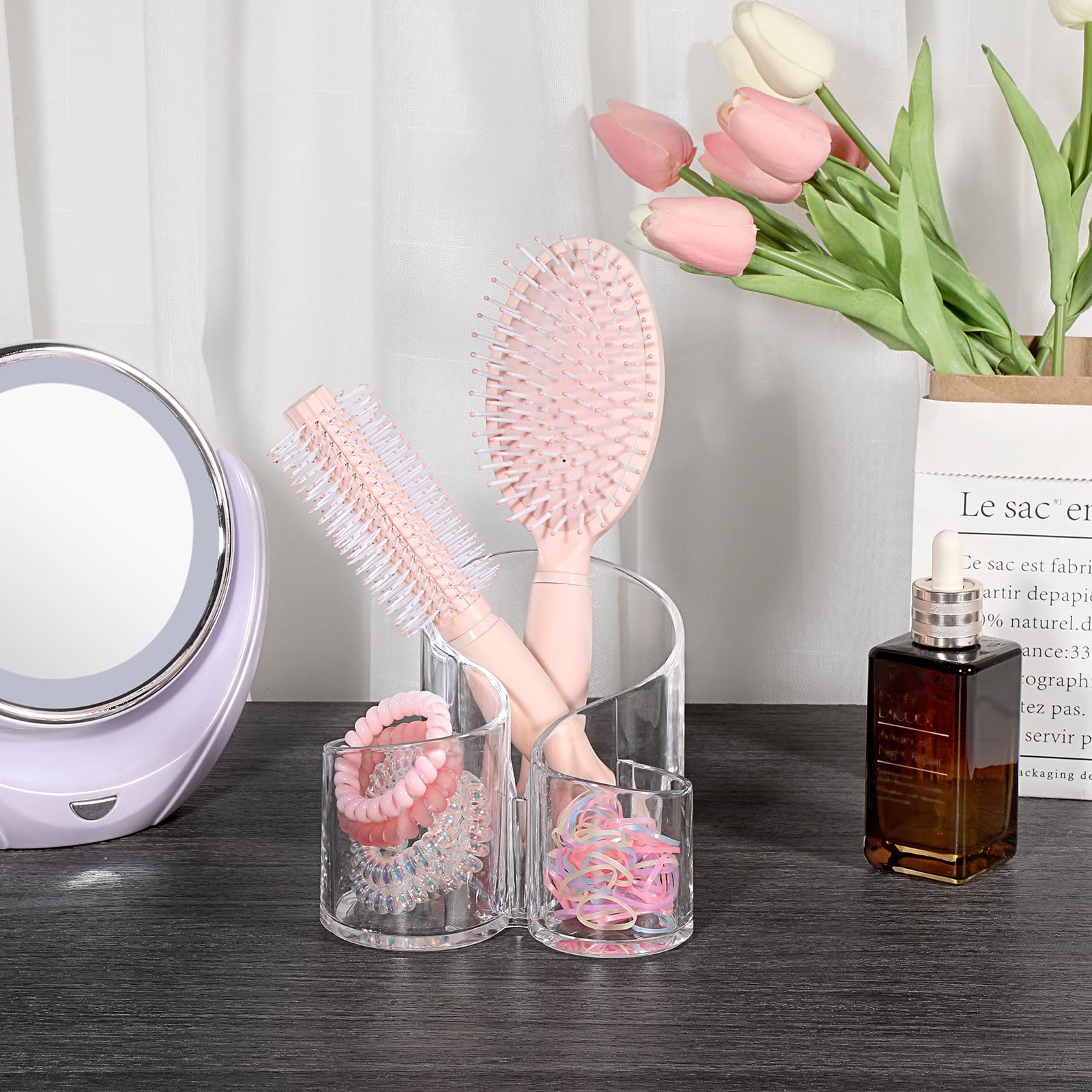Acrylic Makeup Brush Holder Clear Cosmetics Brush Organizer Remote Control view 3