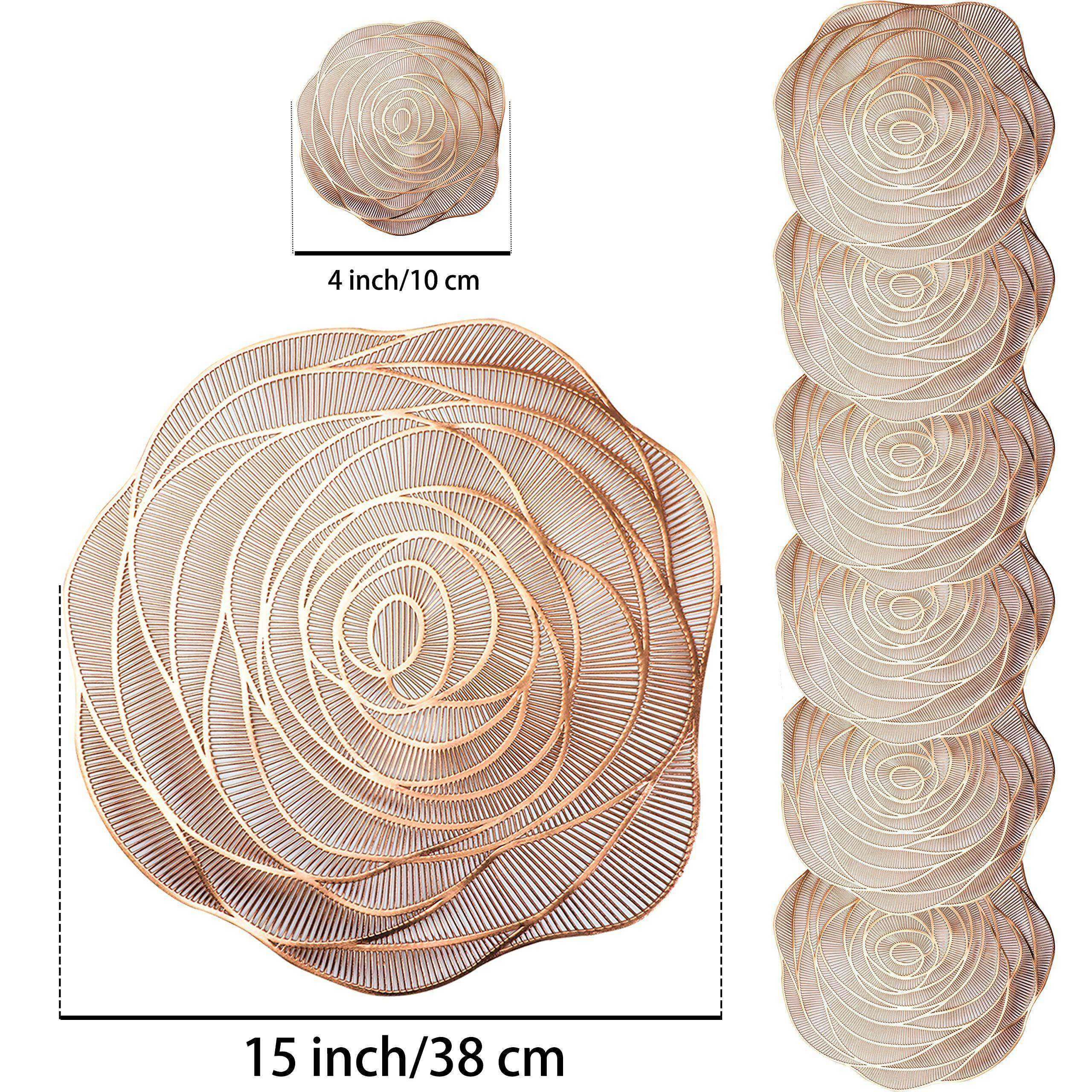 Snowkingdom Rose Gold Placemats and Coasters Set of 6 Pressed Metallic Vinyl view 2
