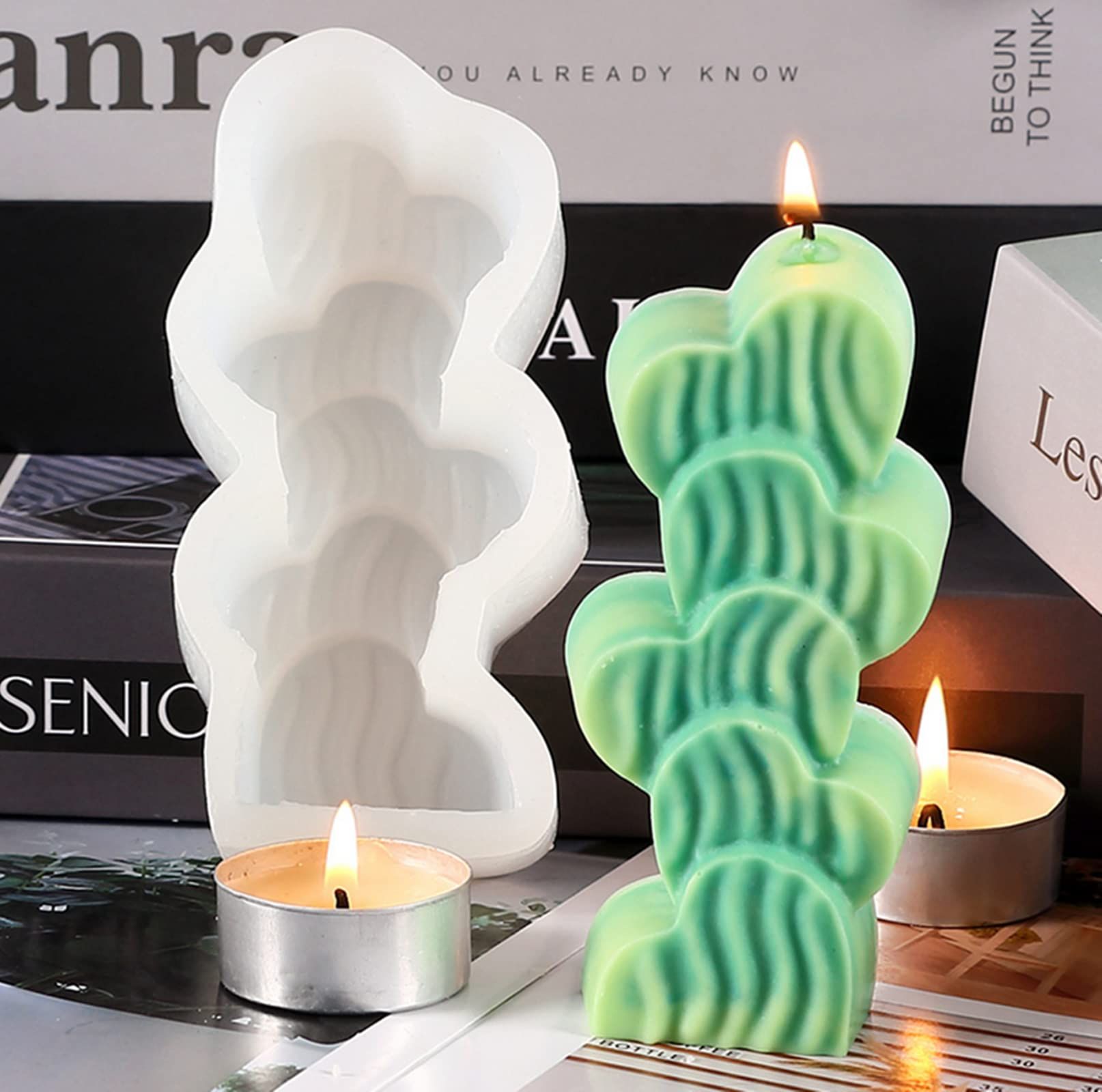 4 Pcs Stacking Hearts Shape Candle Mould view 3