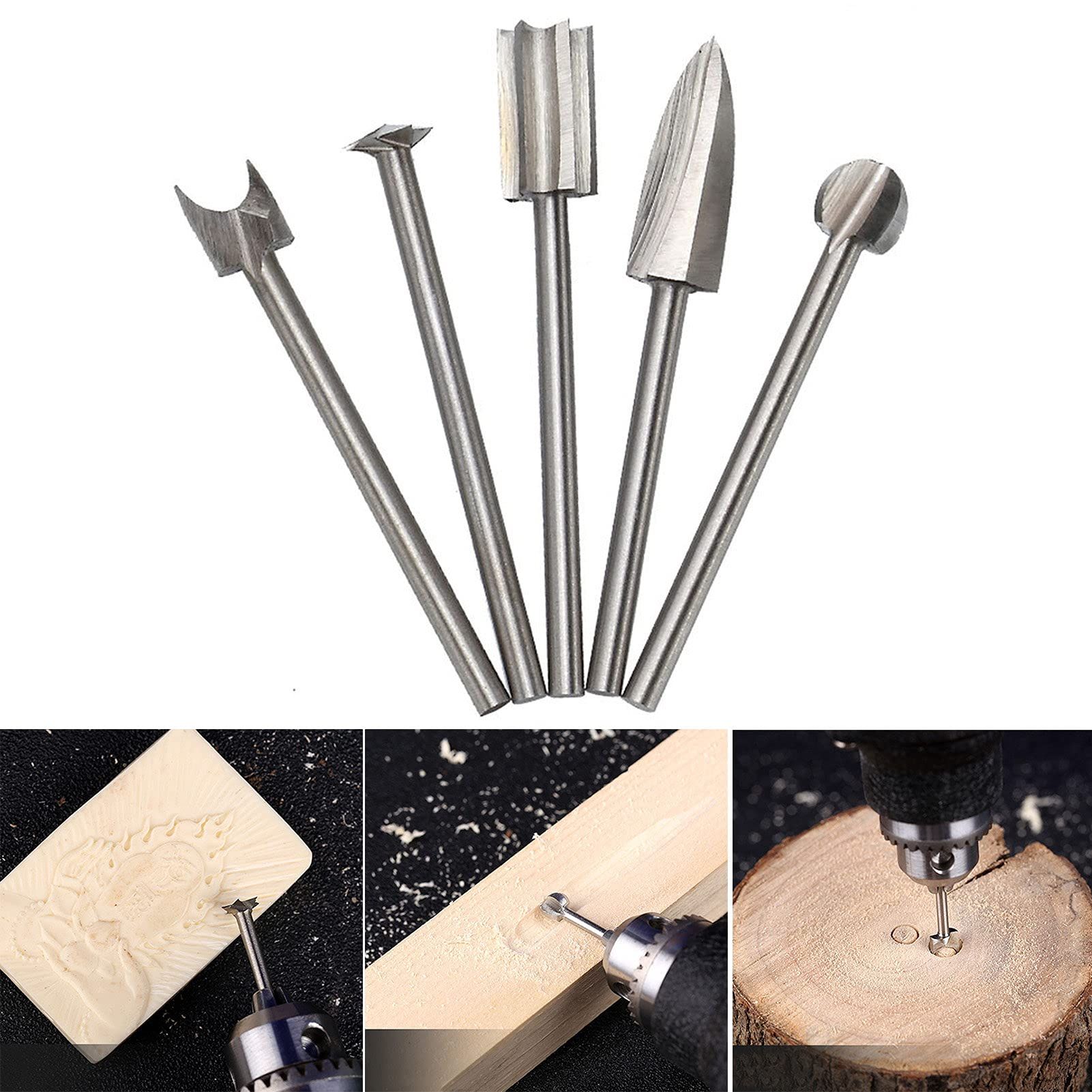 5pcs Woodworking Drill Bits Engraving Cutter Milling Root Wood Carving Tool view 2