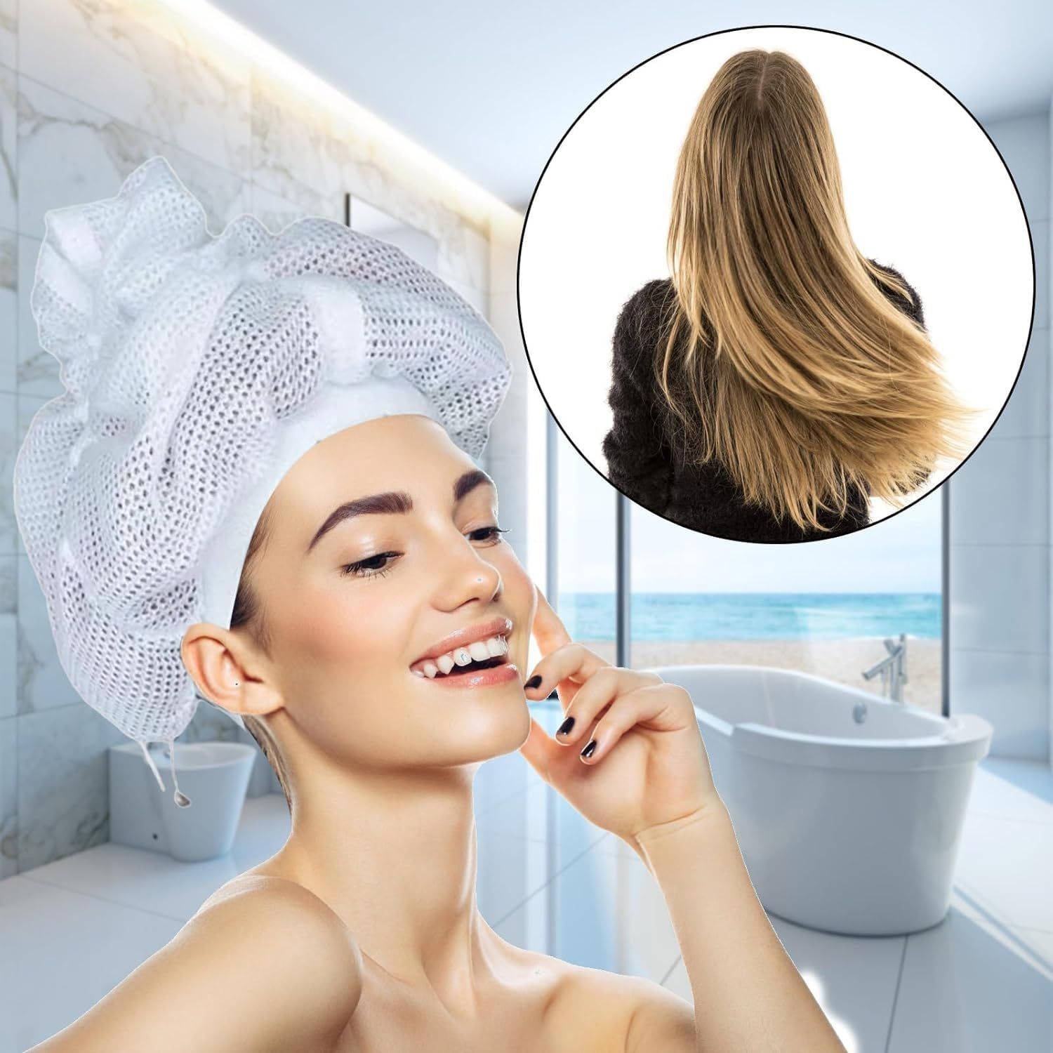 Net Plopping Cap For Drying Curly Hair view 5