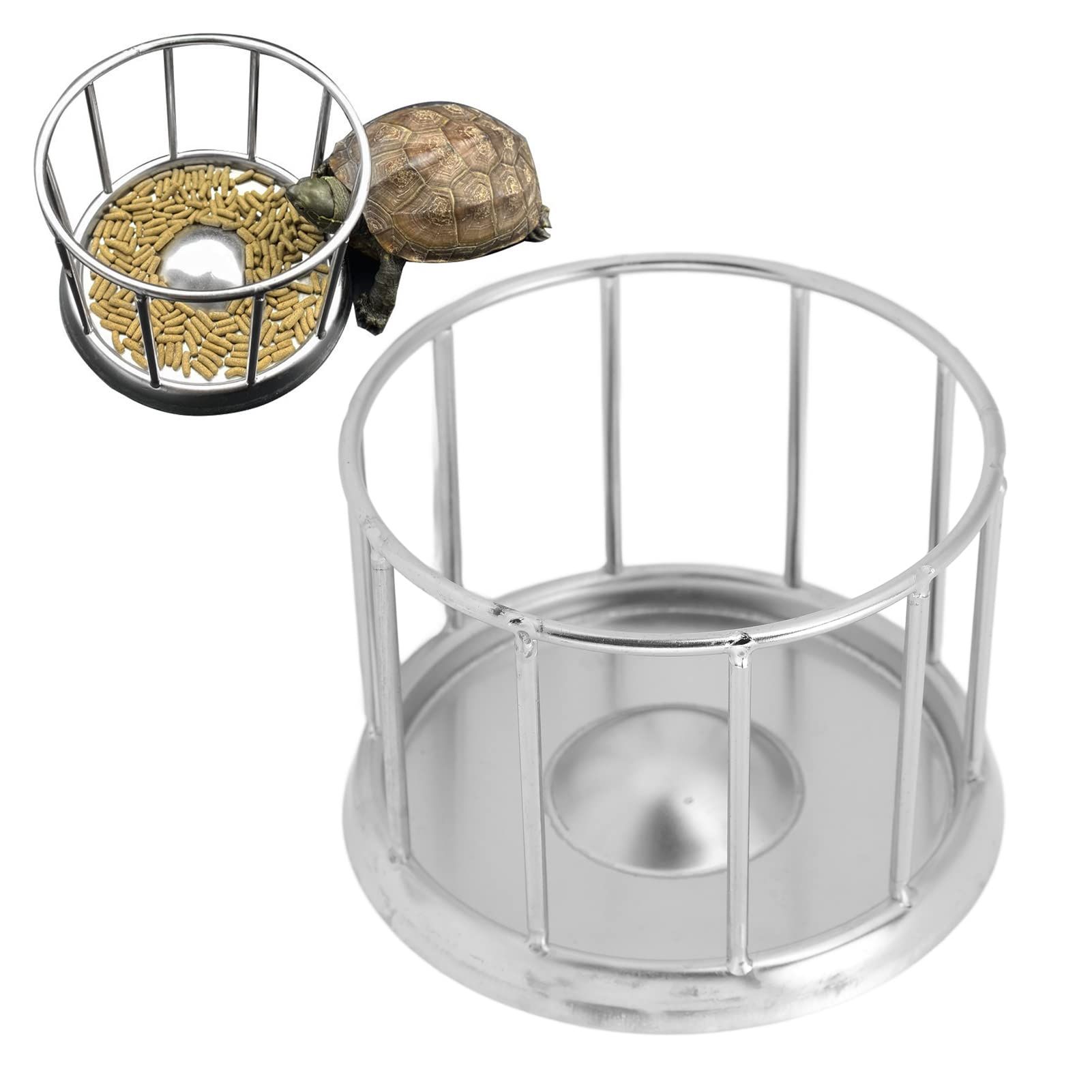 Reptile Stainless Steel Food Dish Tortoise Feeding Basin Round Railing Shape