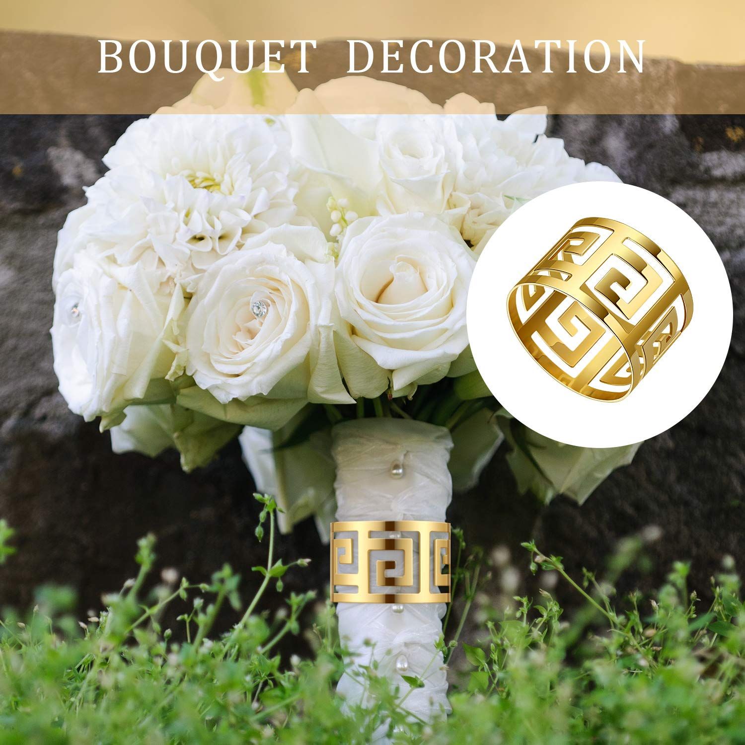 Rings Gold Napkin Rings Holder Set Hollow Out Metal Buckle Exquisite Household view 5