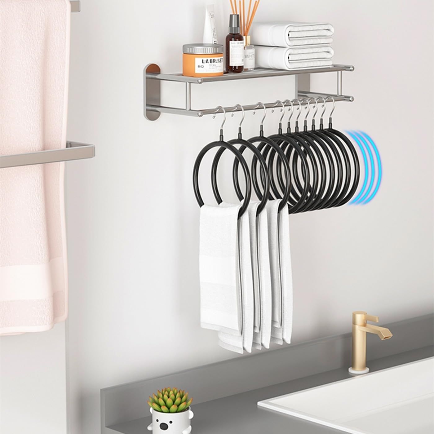 Belt/Scarf Hangers for Closet - 8 PCS Nonslip Space Saving Steel Tie Rings view 3