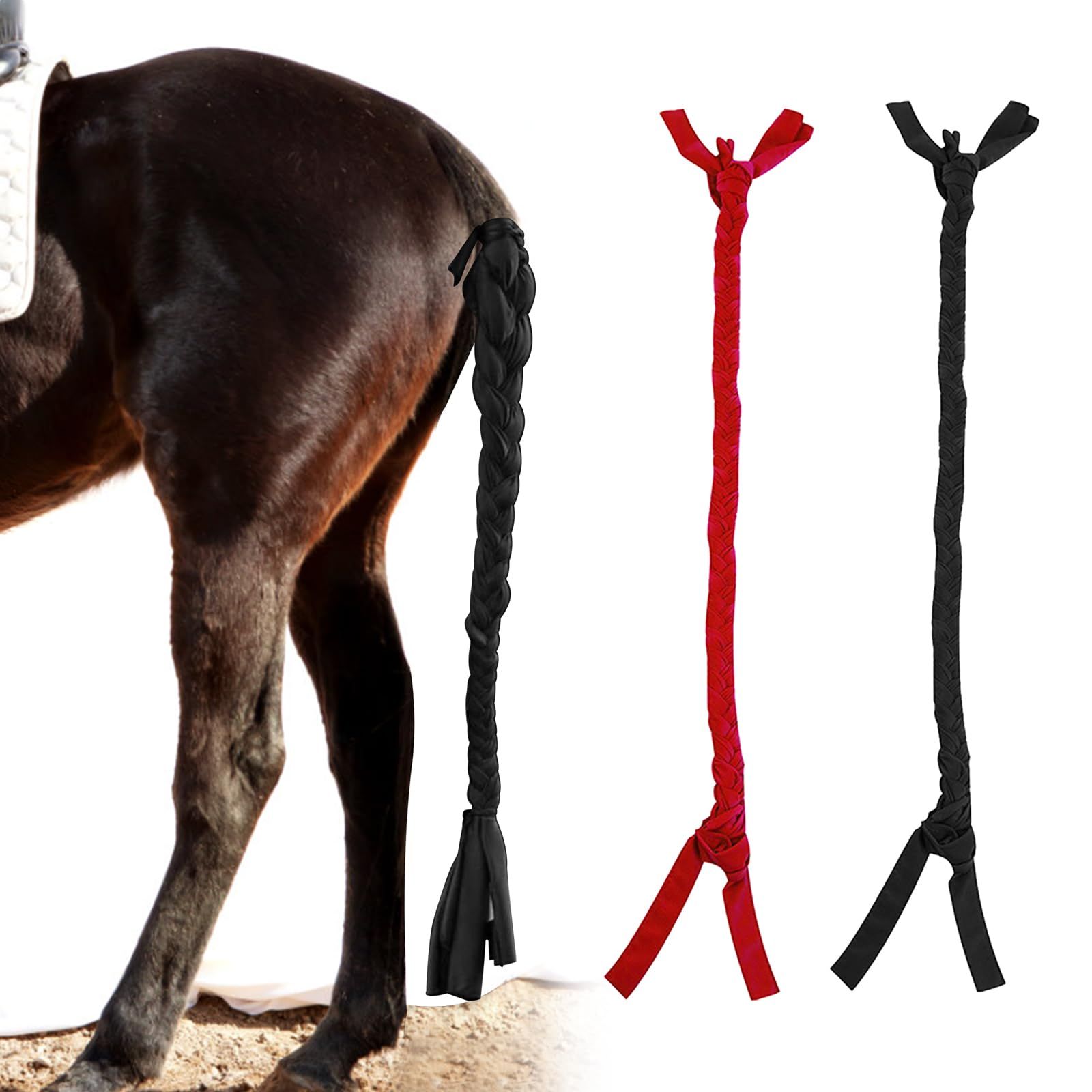 2 PCS Horse Tail Bag, Horse Ponytail Stretchy Tail Bag Braid-in Tail Bag