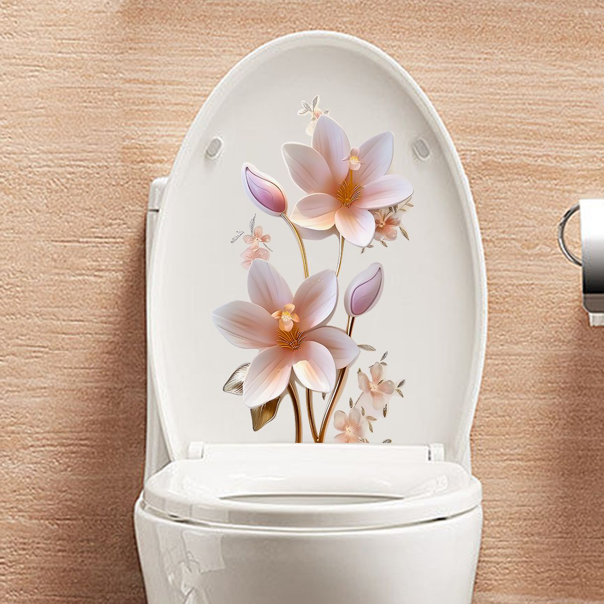 2pc 3D Toilet Sticker, Self-Adhesive Wall Stickers, Bedroom Entryway Living — image 1