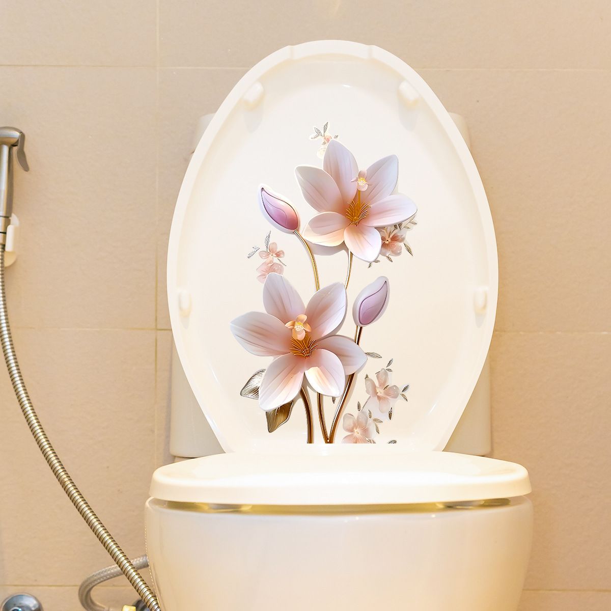 2pc 3D Toilet Sticker, Self-Adhesive Wall Stickers, Bedroom Entryway Living view 2