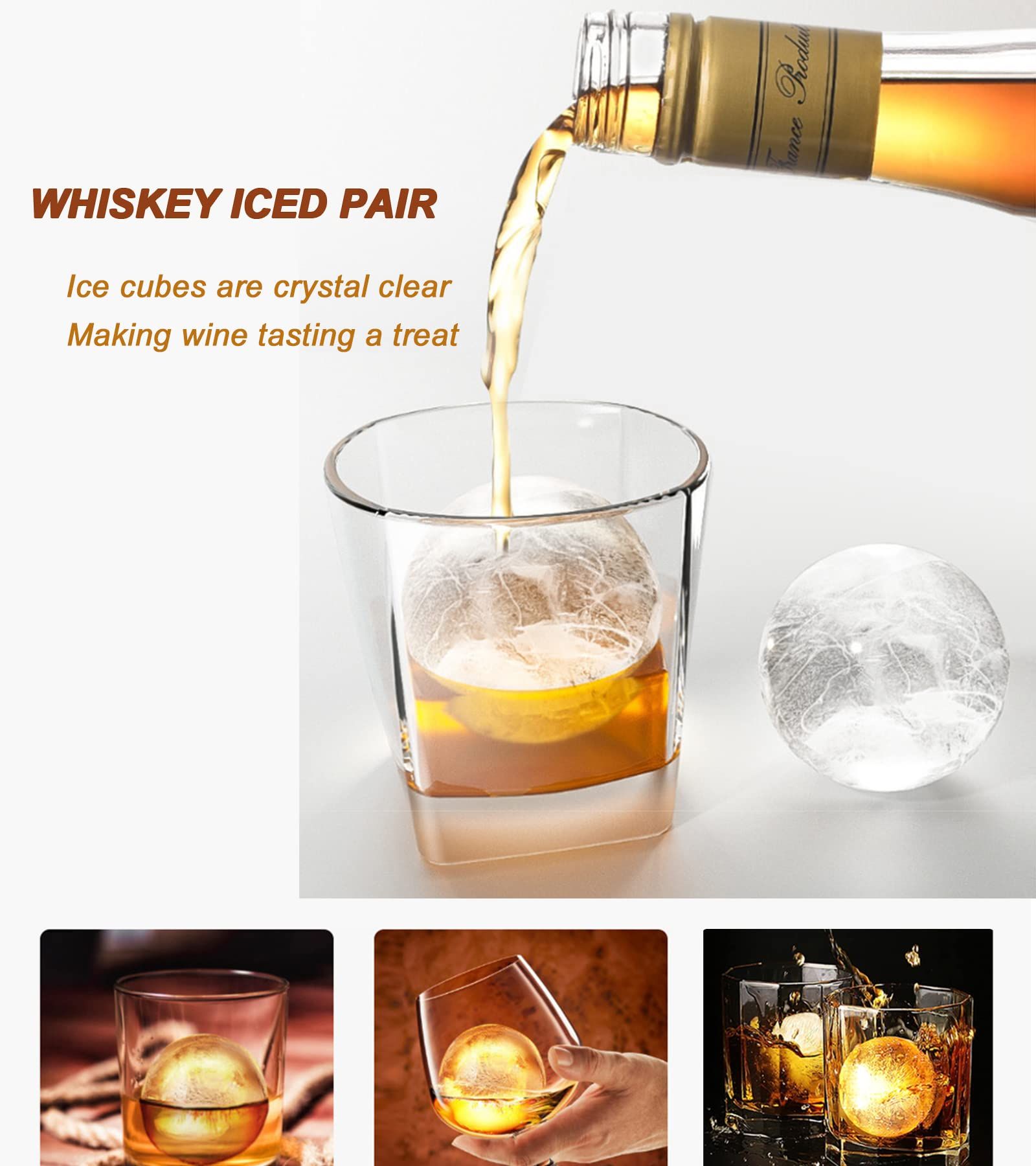 Ice Ball Maker, Set of 3 2.5 Inch Ice Spheres Mold,Round Ball ice Cube Mold view 2