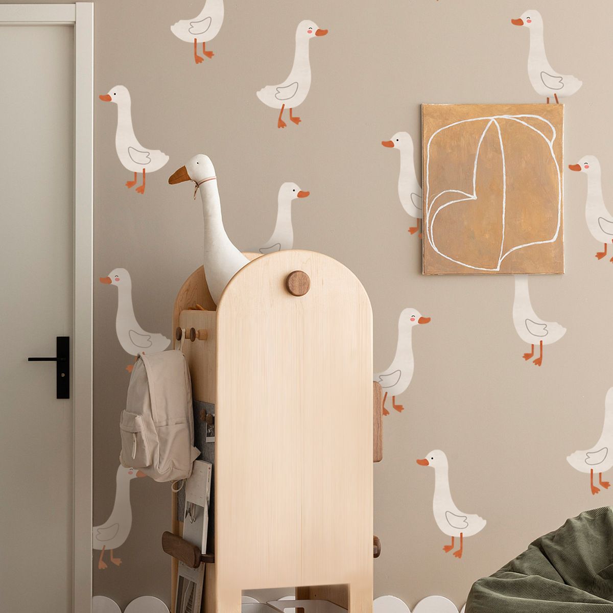 Cute Geese Wall Stickers Peel and Stick Goose Wall Decals Funny Animal Wall — image 1